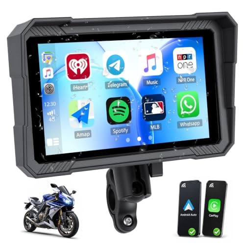 Motorcycle CarPlay Screen,5“ Waterproof Touchscreen, Portable Carplay/Android