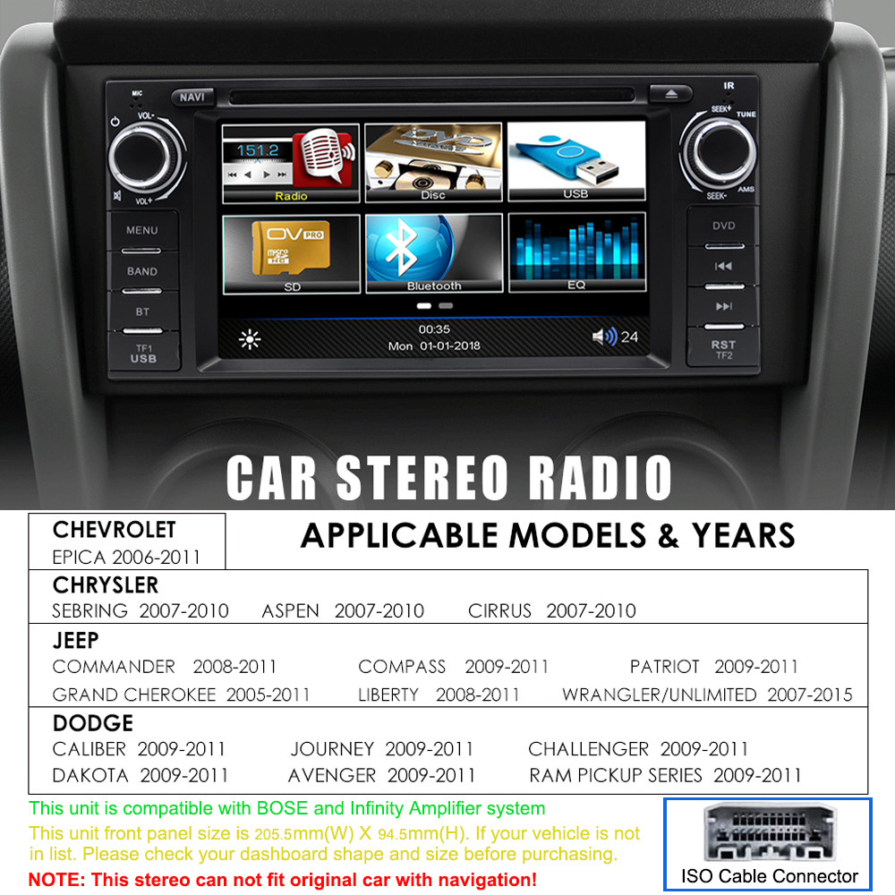 Car Radio Stereo CD DVD Player Carplay For Jeep Wrangler Compass Liberty Patriot