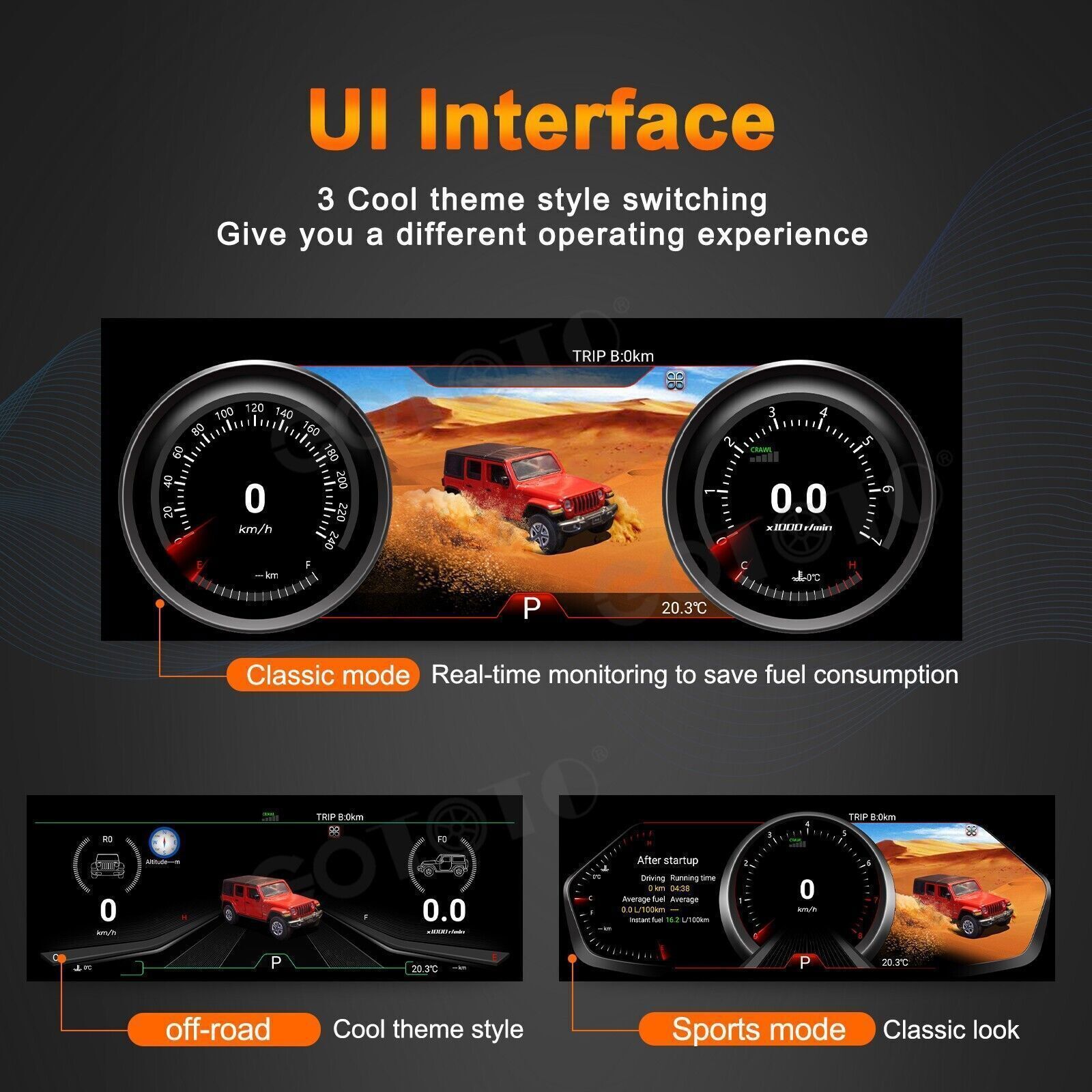 12.3″ Linux Hd Instrument Panel Cluster Speedometer For Jeep Wrangler 2011-2017