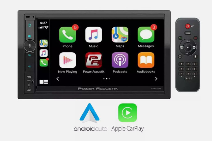 Power Acoustik CPAA-70MW Double DIN Receiver with Wireless Apple CarPlay