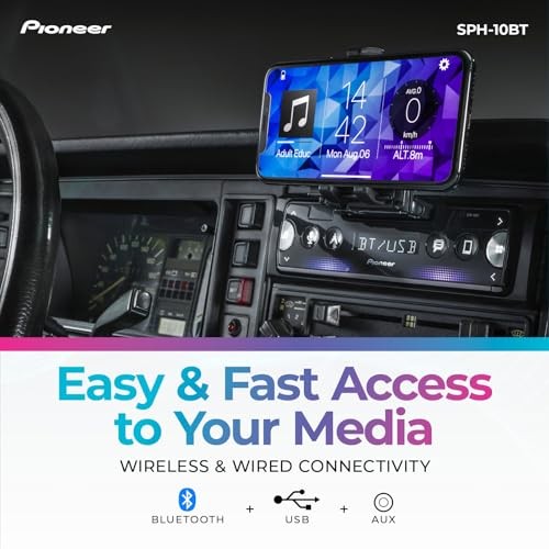 SPH-10BT 1-Din Smart Sync Receiver – Bluetooth, Smartphone Mount, Color