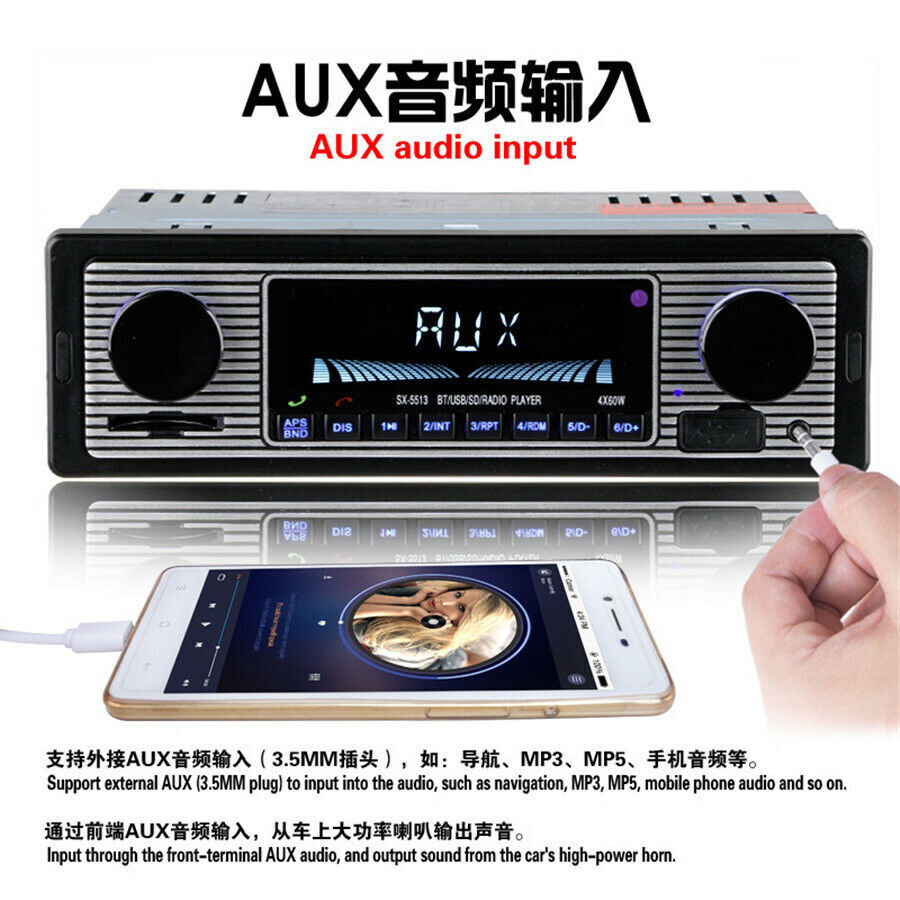 Car Stereo Dual knob Built-in Bluetooth+microphone USB/SD/FM Radio Player&Remote