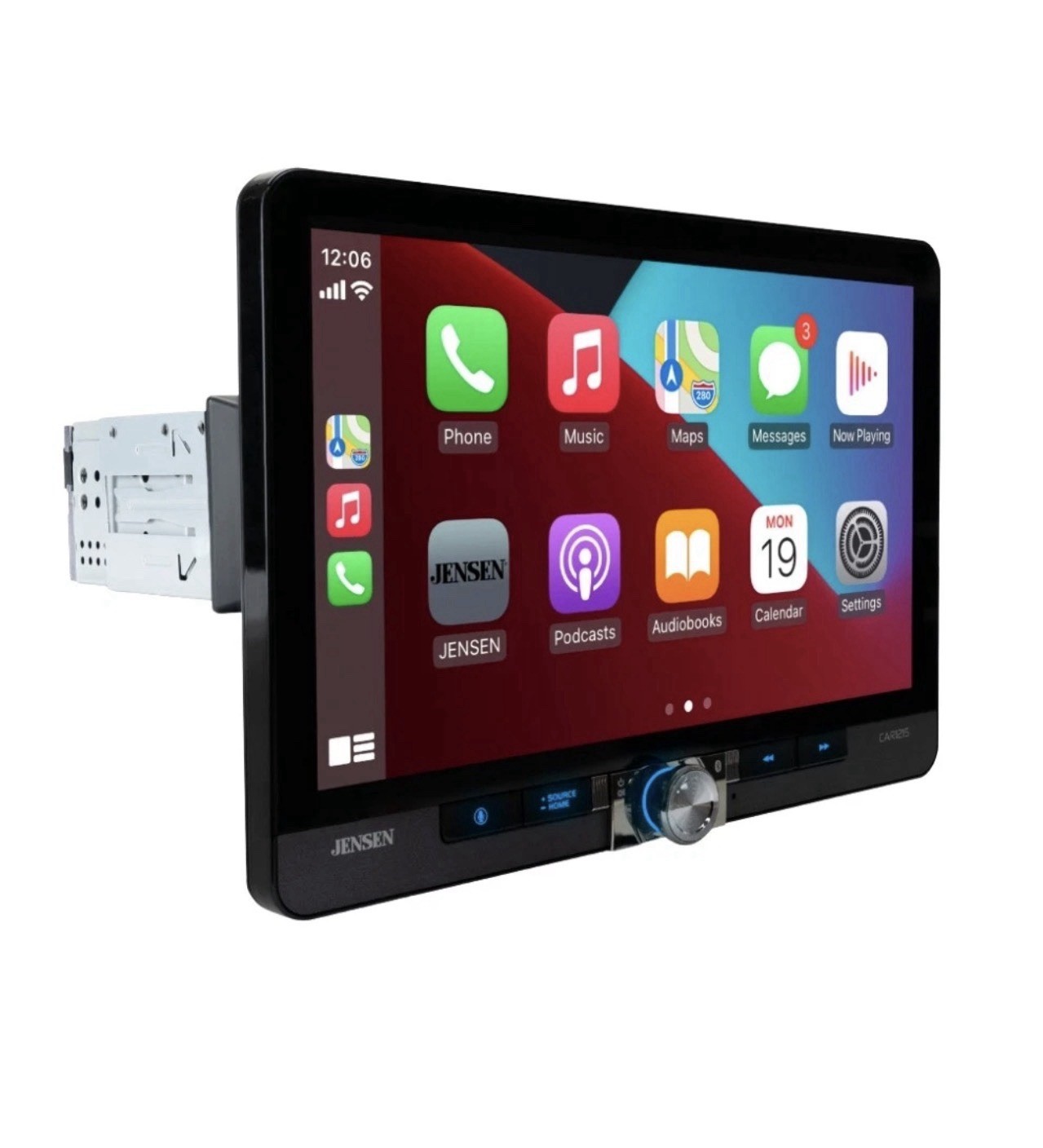 Jensen CAR1215 12″ 1-DIN/2-DIN Multimedia Receiver with CarPlay and Android Auto