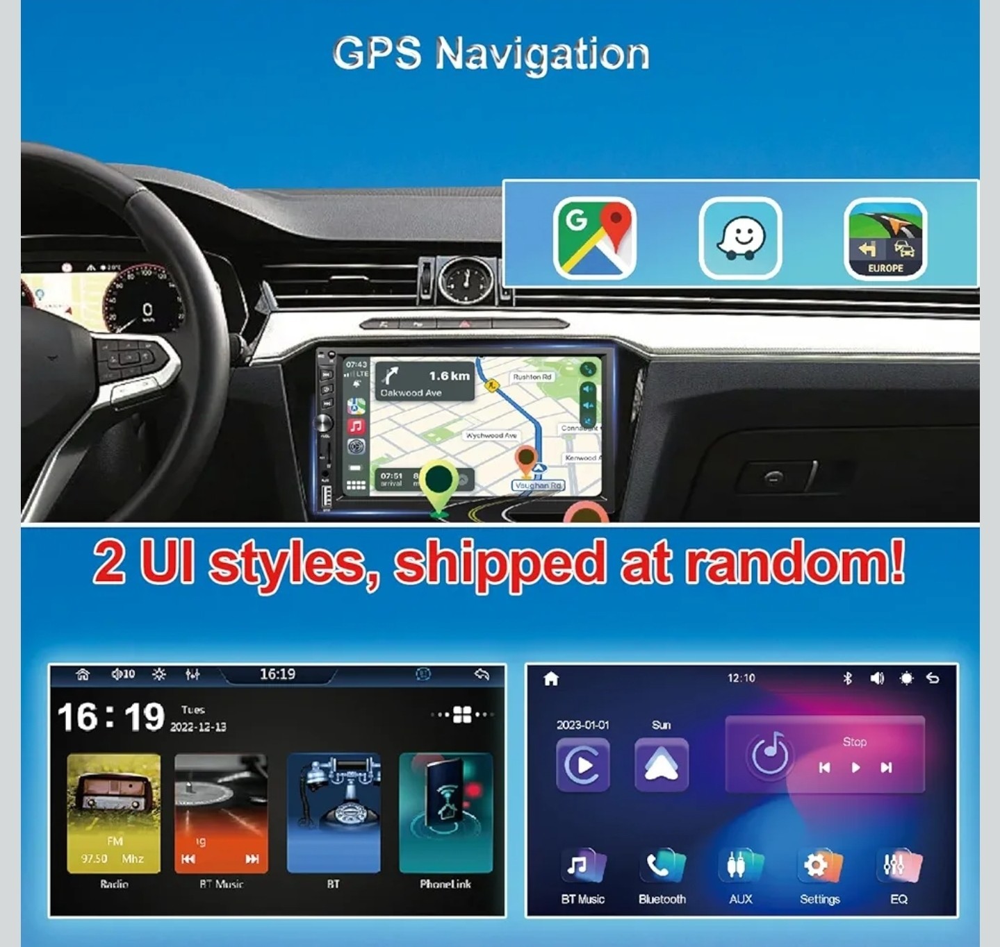 Wireless Double Din Car Stereo Works with Apple Carplay,7 Inch HD 1024 * 600…