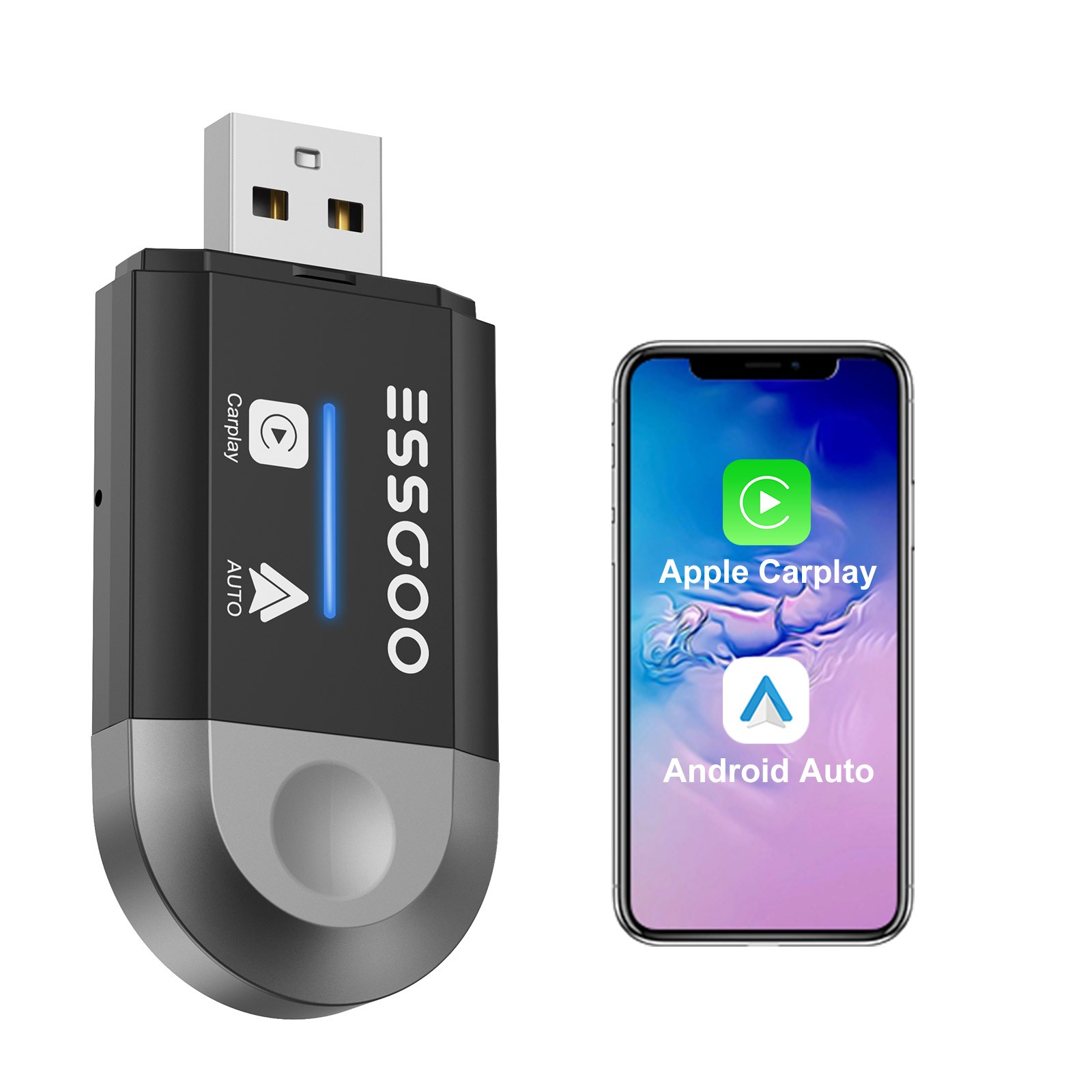 Wireless Carplay Android Auto Adapter USB Car Dongle Connect Box 2 in 1 Mini Box