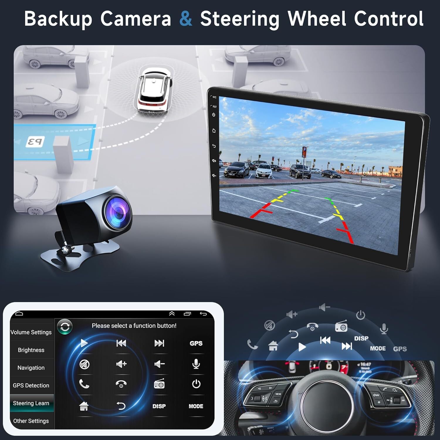 10.1″ 2 Din Touch Screen Stereo Bluetooth Radio Apple Carplay Android Auto + Cam