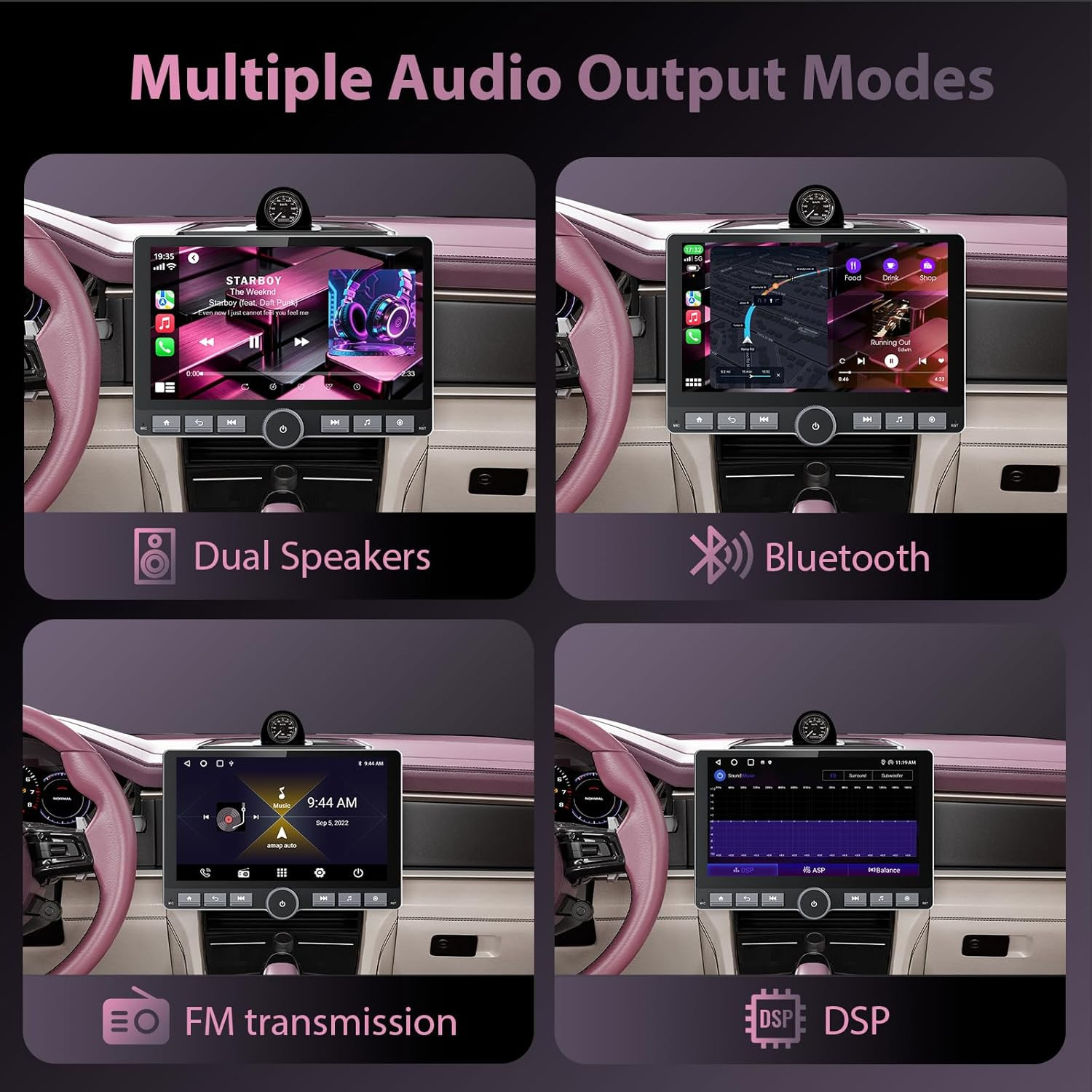 10.1″ 360° Rotatable Touchscreen Car Stereo with Wireless Apple Carplay & Androi
