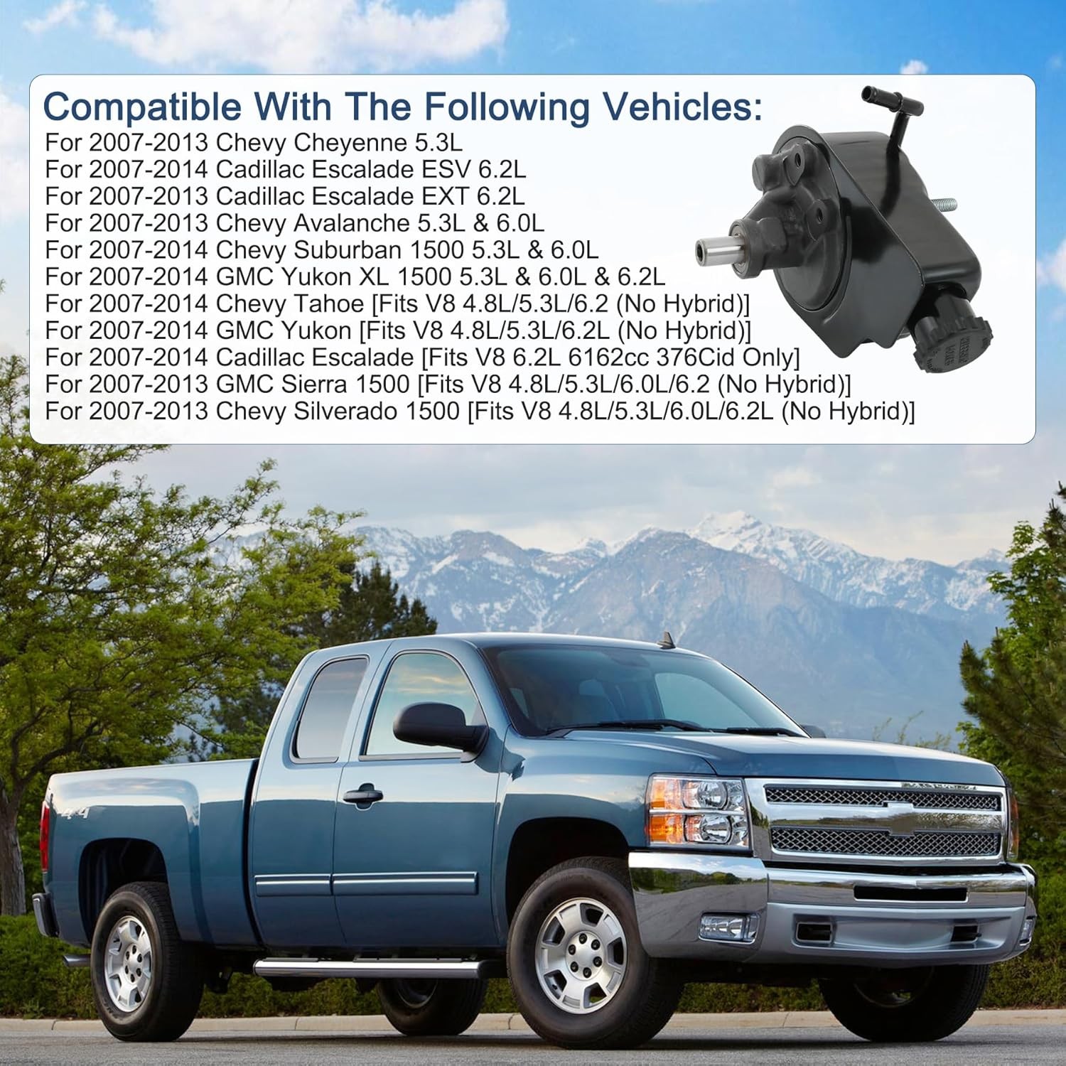 Power Steering Pump w Reservoir Chevy GMC Cadillac Escalade