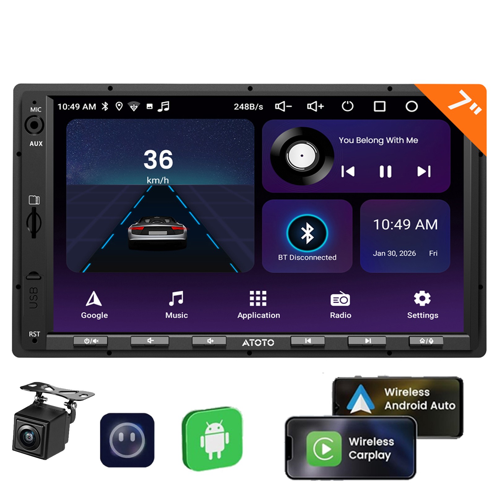 7″ Double Din Car Stereo Apple Carplay Android GenAI Radio Audio GPS Head Unit