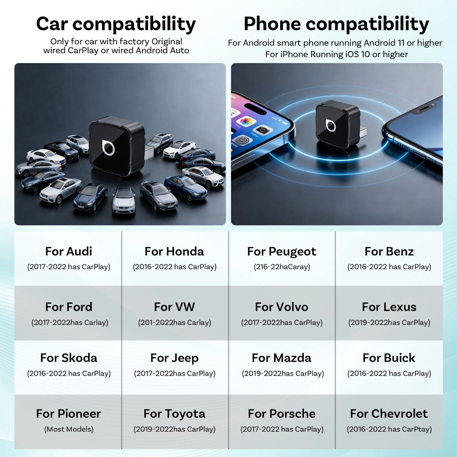 3in1 Ottocast Wireless Android Auto/CarPlay Adapter For Wired CarPlay +Airplay