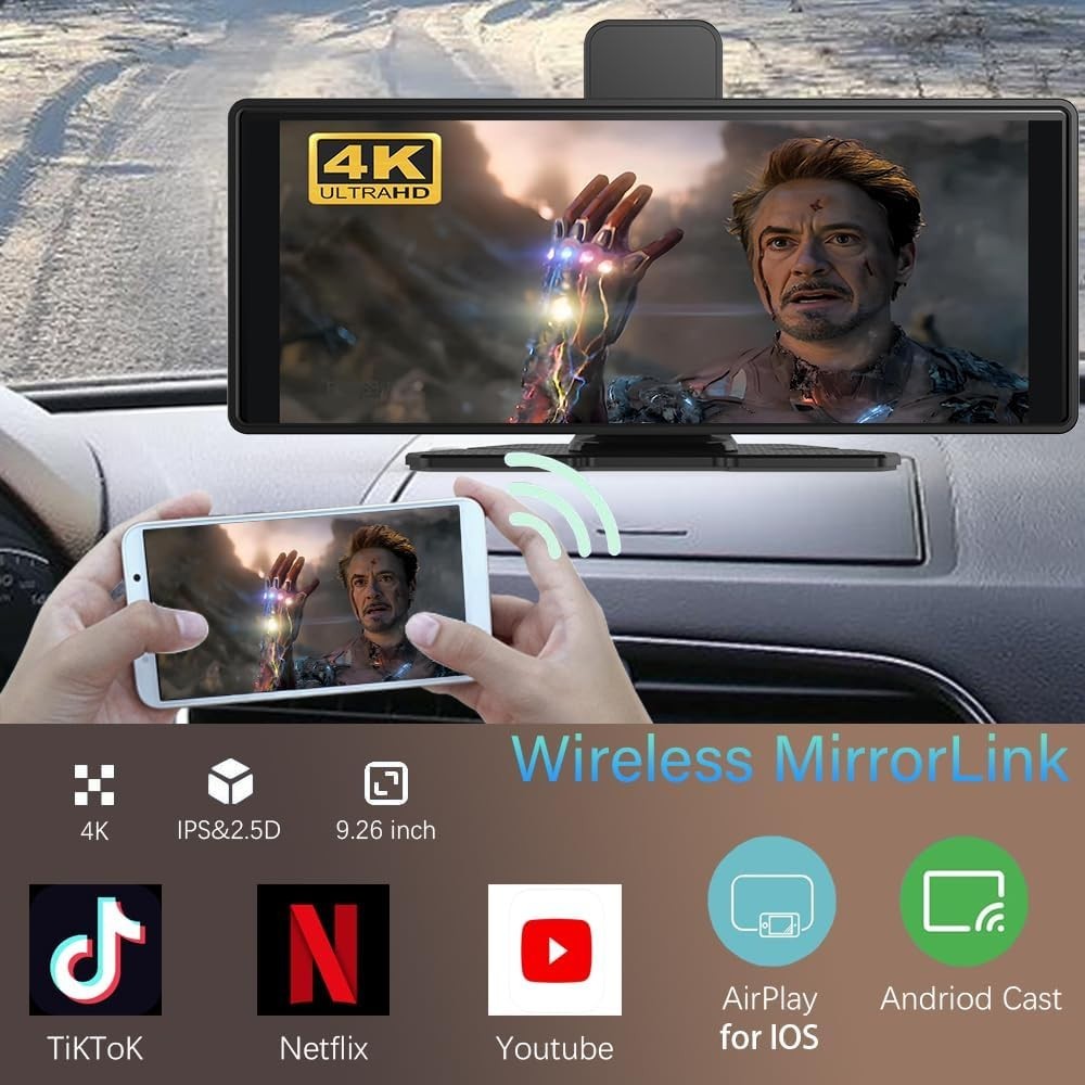 High-Definition 4K Carplay Screen with Voice Control & Backup Camera Options