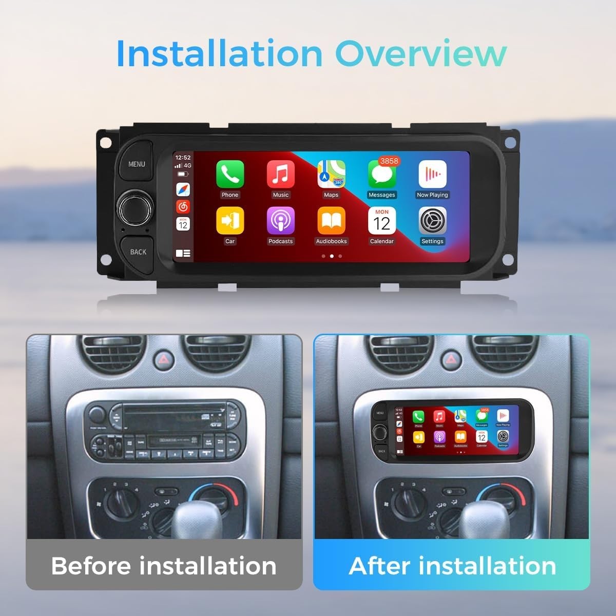 6.86″ 64G Android Auto Carplay for Jeep Wrangler Dodge RAM Chrysler 1999-2007