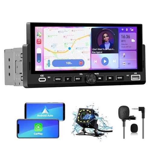 Single Din Car Stereo with CarPlay&Android Auto HD IPS Touchscreen 6.86 inch
