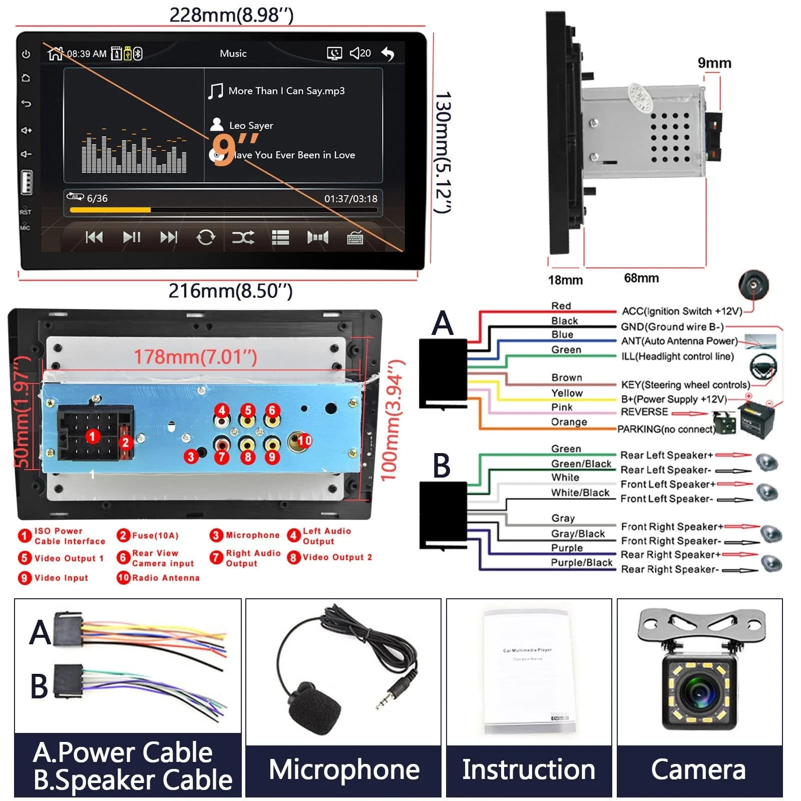 Radio Estereo De Pantalla Para Coche Carro GPS WiFi Tactil Single Din Bluetooth