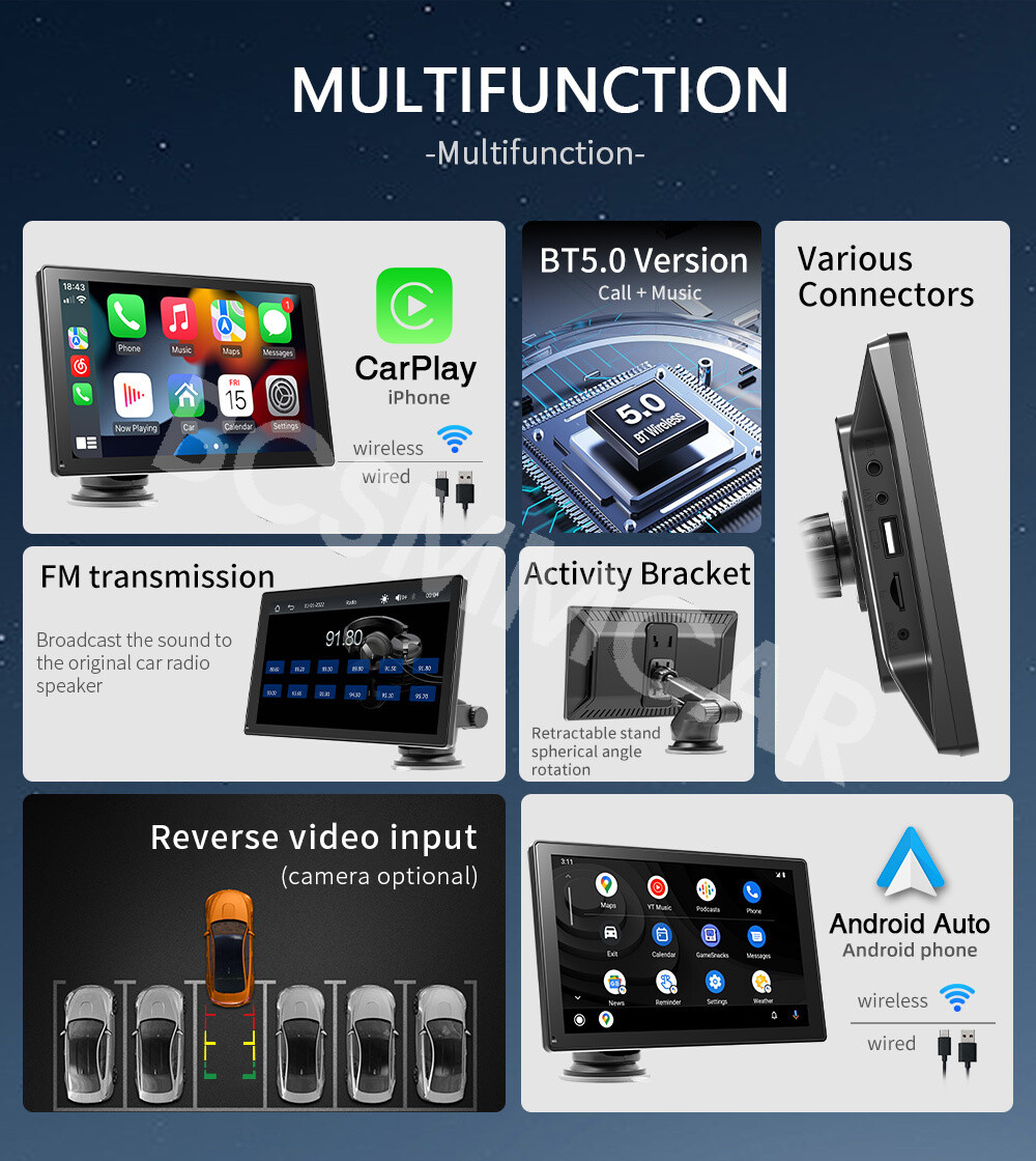 9in Radio Car Stereo Touchscreen MP5 Player For CarPlay Android Auto With Camera