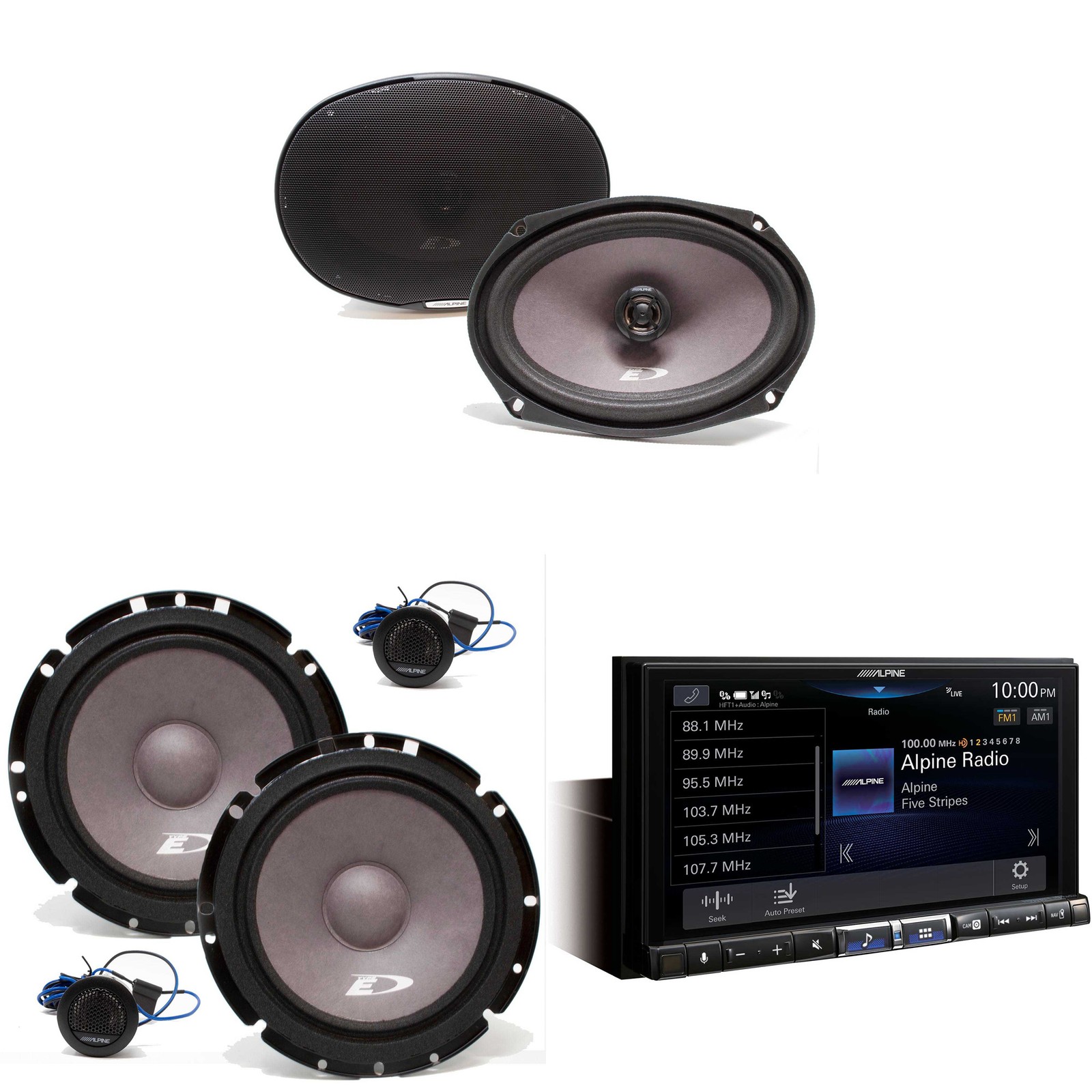 Alpine iLX-507 7″ Multimedia Receiver, Apple CarPlay, Android Auto & Speaker Set