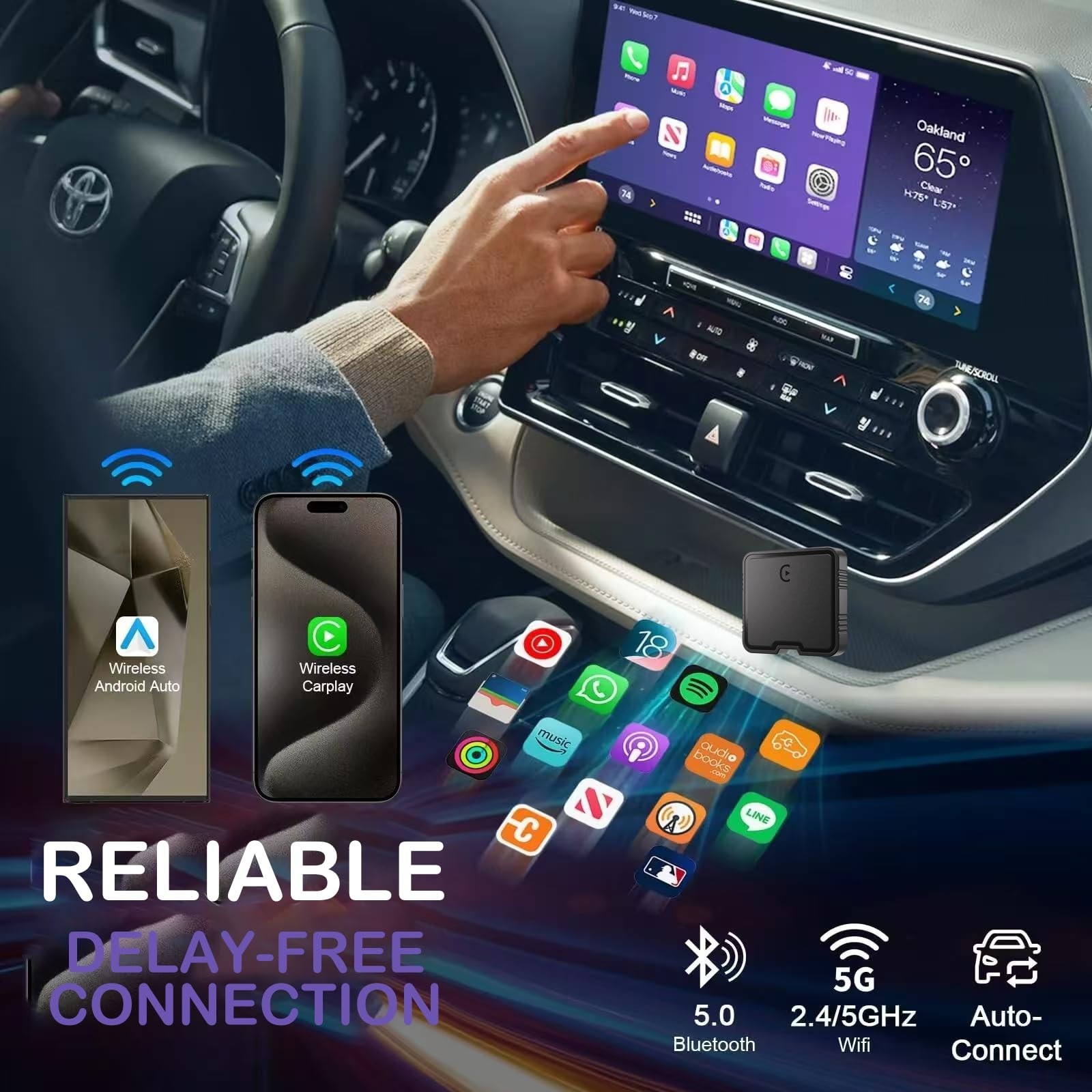 Wireless 7″ Touchscreen Car Stereo – Bluetooth, Voice Control, GPS, HD Backup Ca