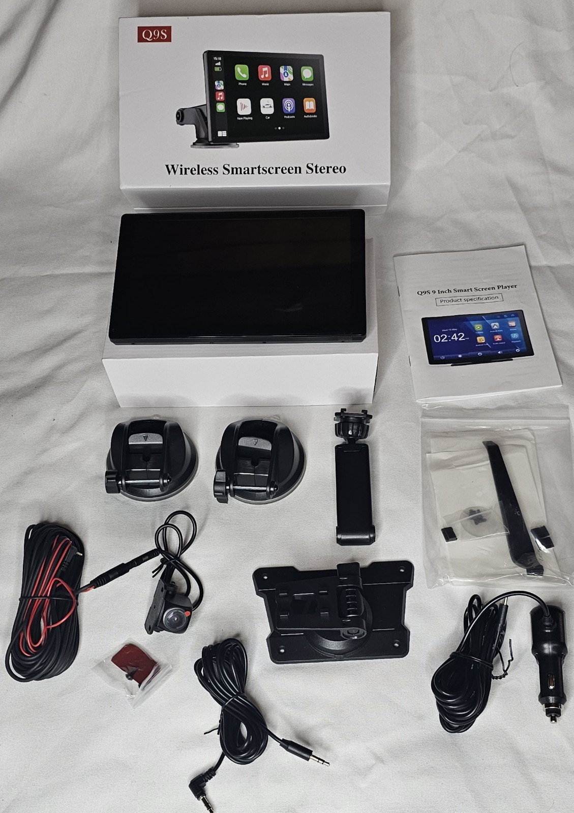 Open Box Hauxiy Q9S 9″ Wireless Smart Screen Touchscreen Car Stereo CarPlay