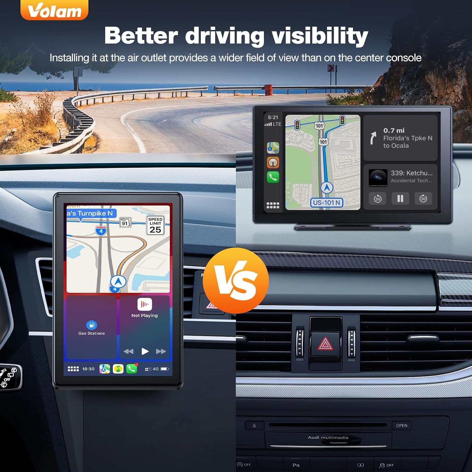 2024 New 7″Portable Wireless Car Stereo Apple Carplay&Android Auoto FM/Bluetooth