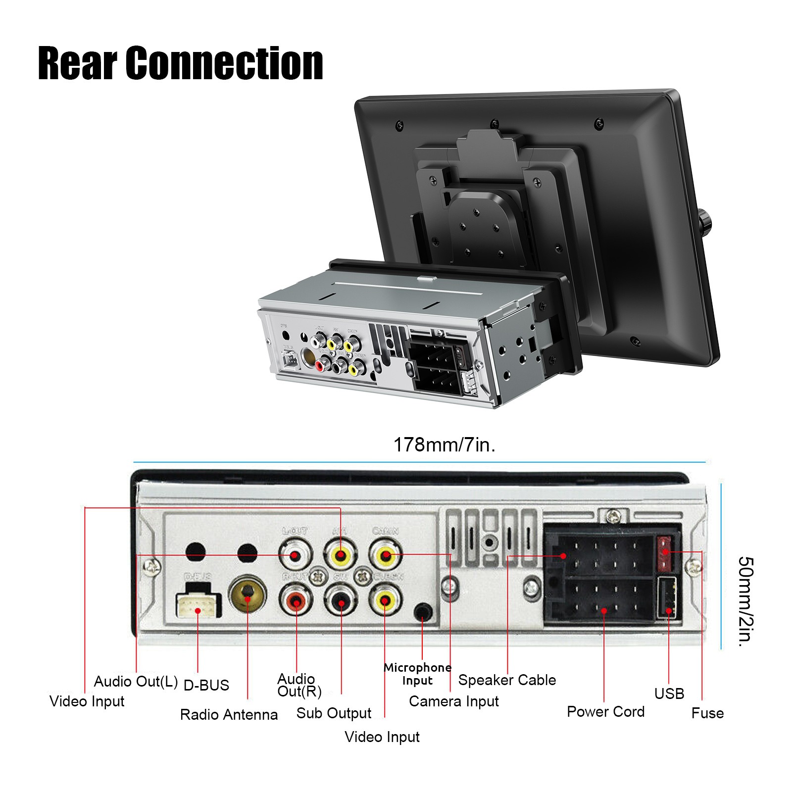 10.4″ Single 1 DIN Apple CarPlay Android Auto Car Stereo Head Unit USB CAM GPS