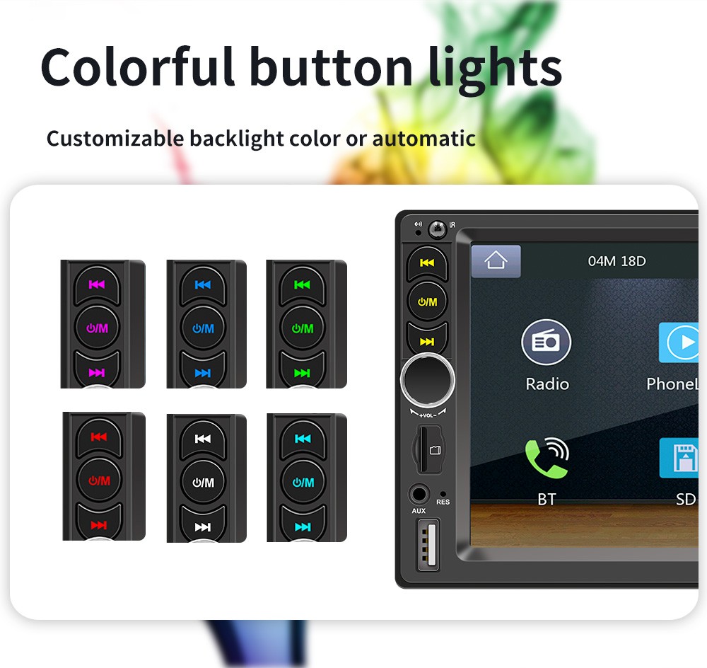 F710C 7” Touch Screen Stereo Radio Car Apple/Android Carplay GPS US
