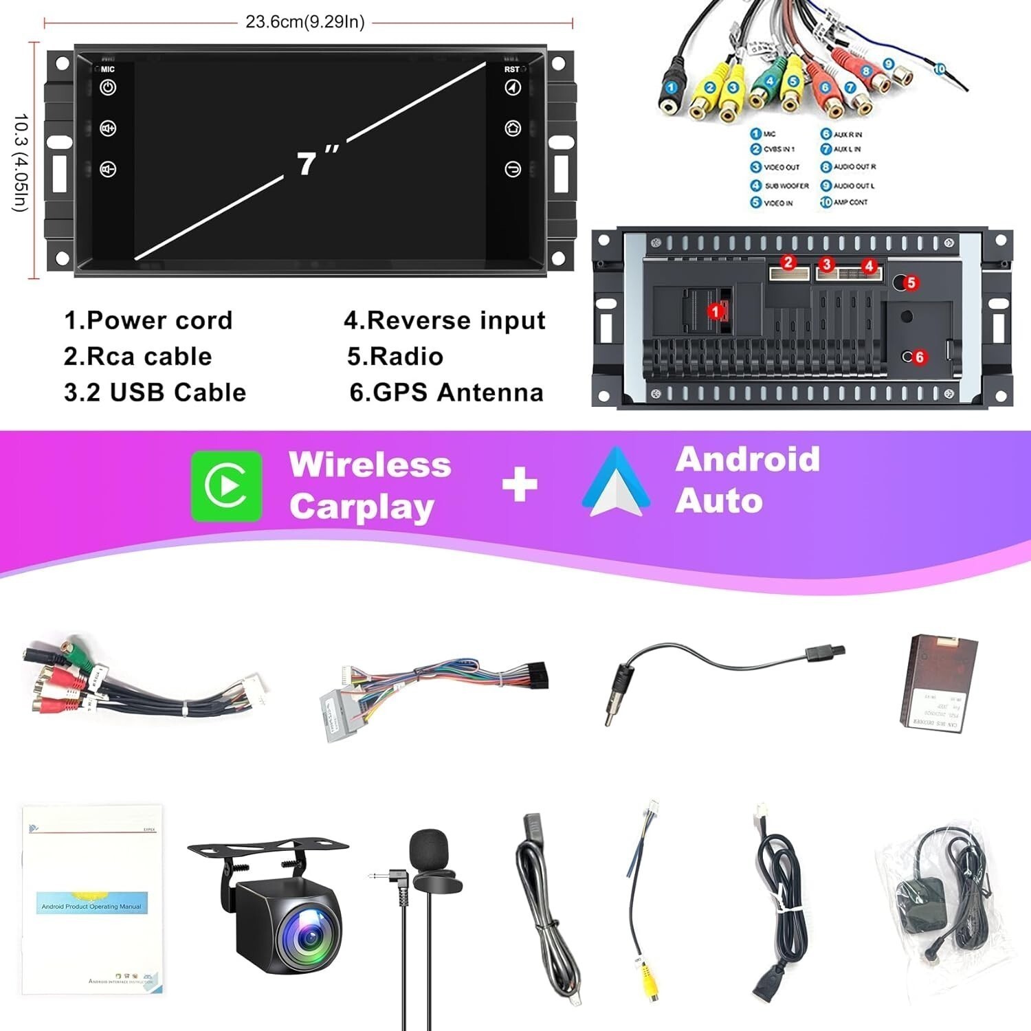 7″ Android Screen Carplay Car GPS Stereo Radio For Jeep Wrangler Dodge Chrysler
