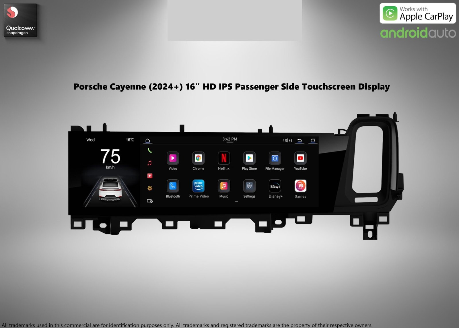 2024 + Porsche Cayenne 16″ HD Touchscreen Apple CarPlay, Android Auto