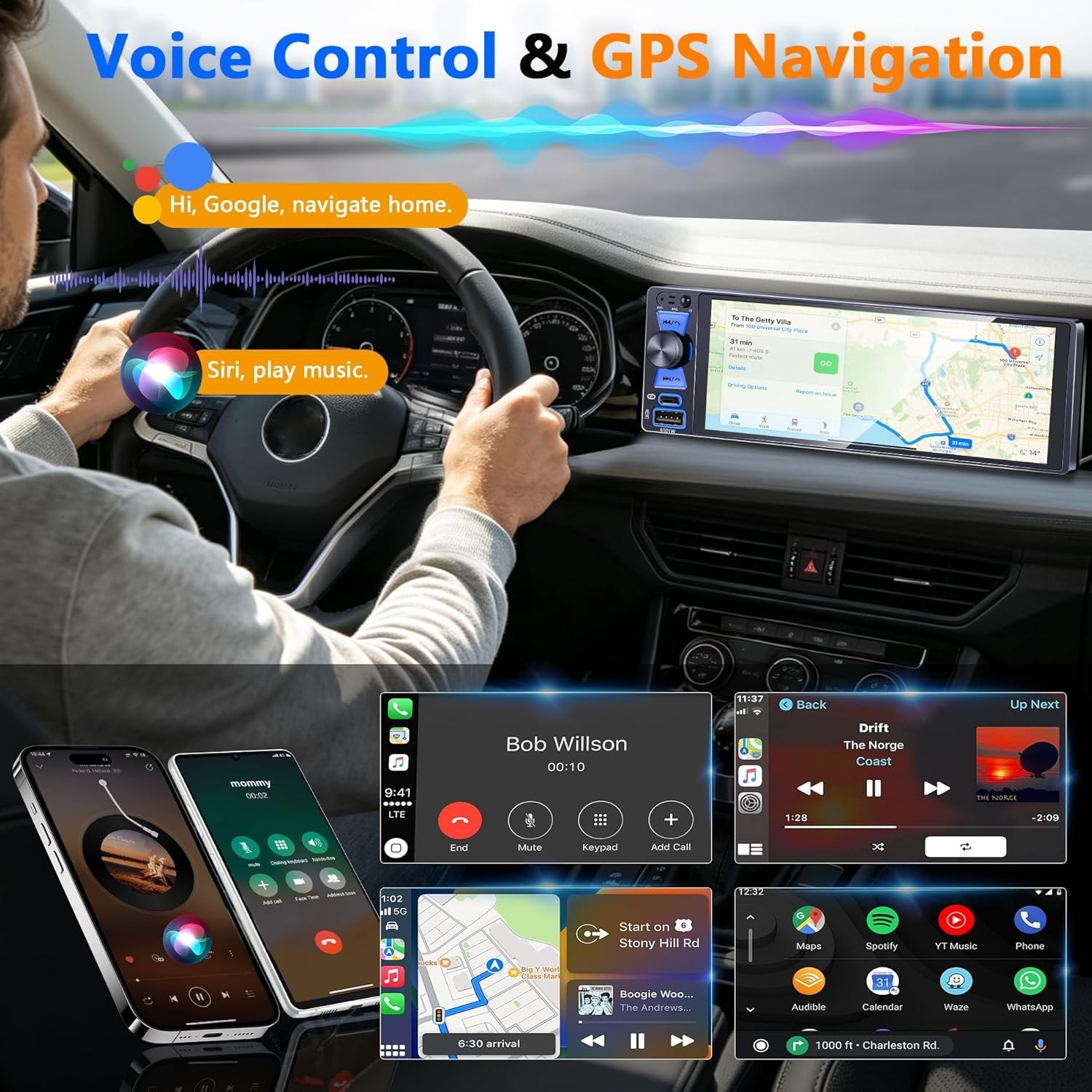 Power Acoustic CP-71WA Single DIN 6.5″ Touchscreen Car Stereo Apple Carplay