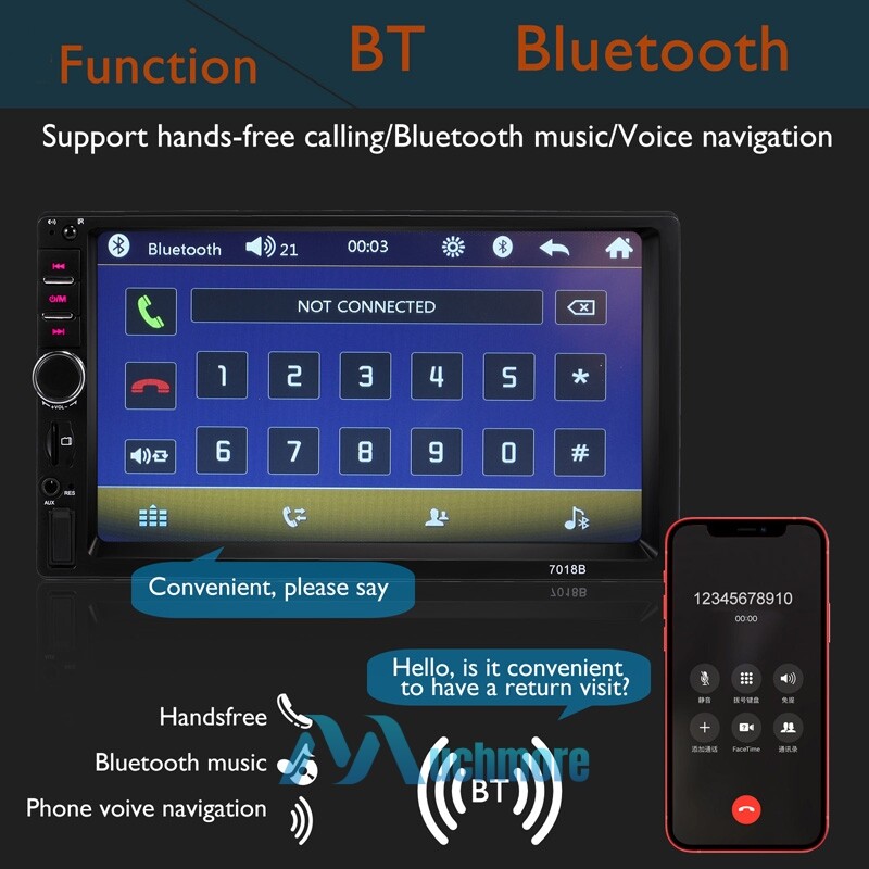 7” Double 2 Din Touch Screen Car Stereo Radio MP5 BT Android/IOS Carplay+Camera