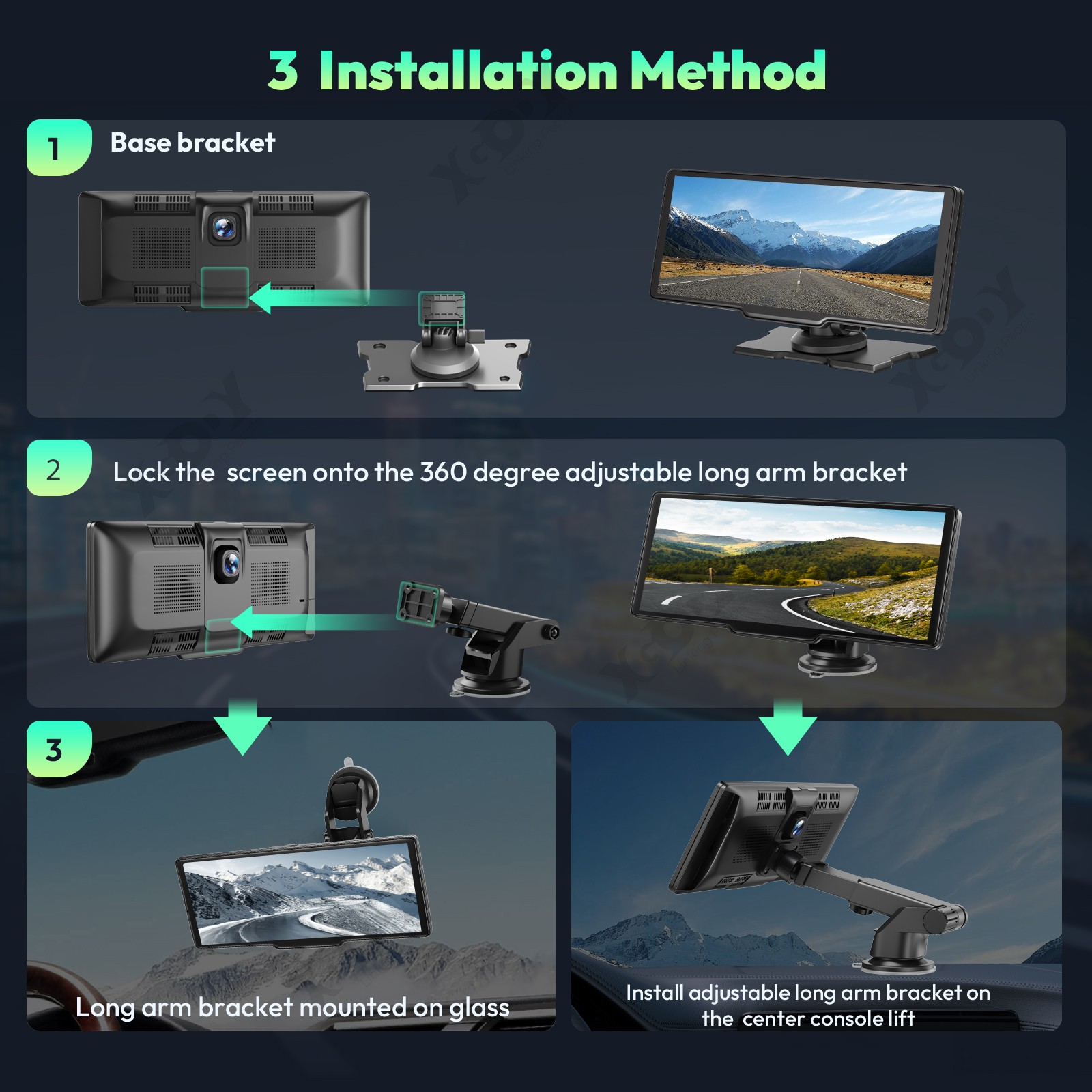 XGODY 4K Dual Dash Car Camera DVR Front Rear View Dash Cam Built-in WiFi & GPS
