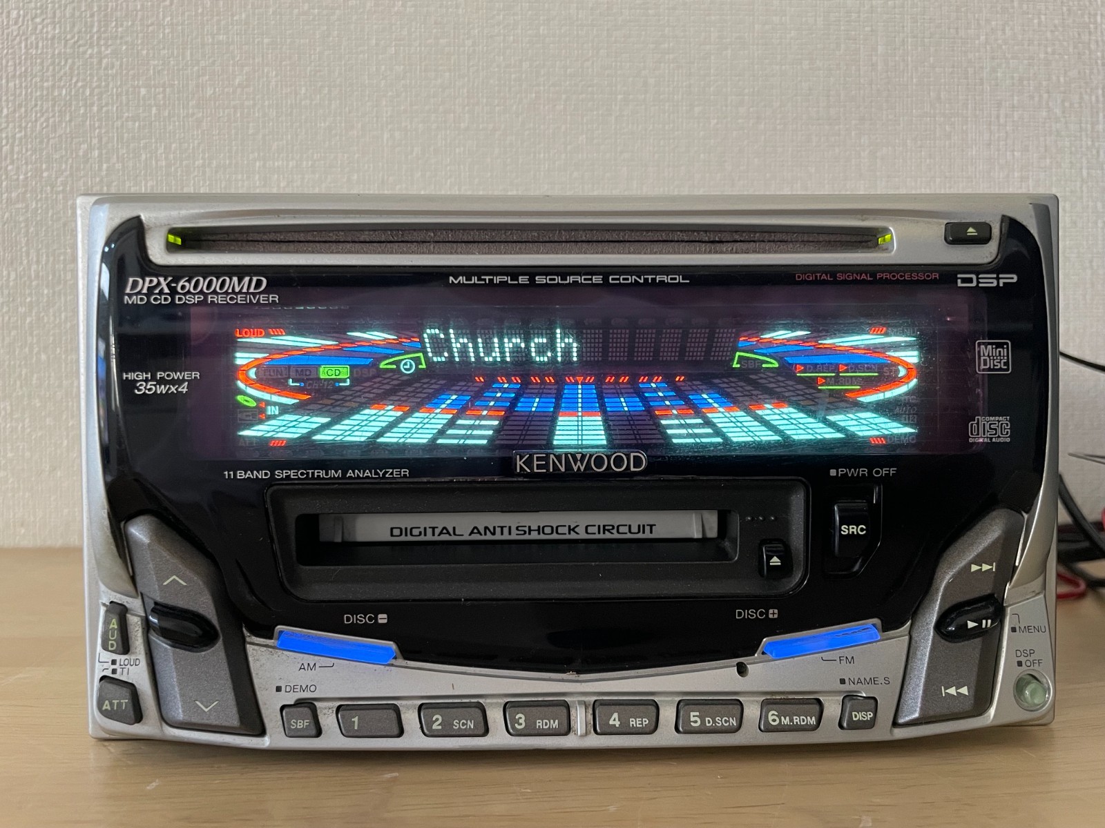 Kenwood DPX-6000MD 2DIN Car Audio CD MD Bluetooth Player Tested Working