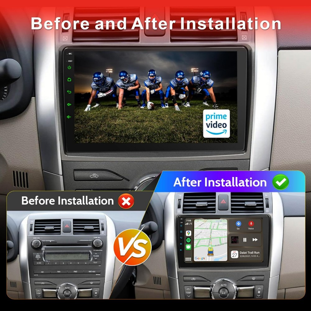 9 Inch with 12LED Backup Camera for Toyota Corolla 2009-2013 Android Car Stereo