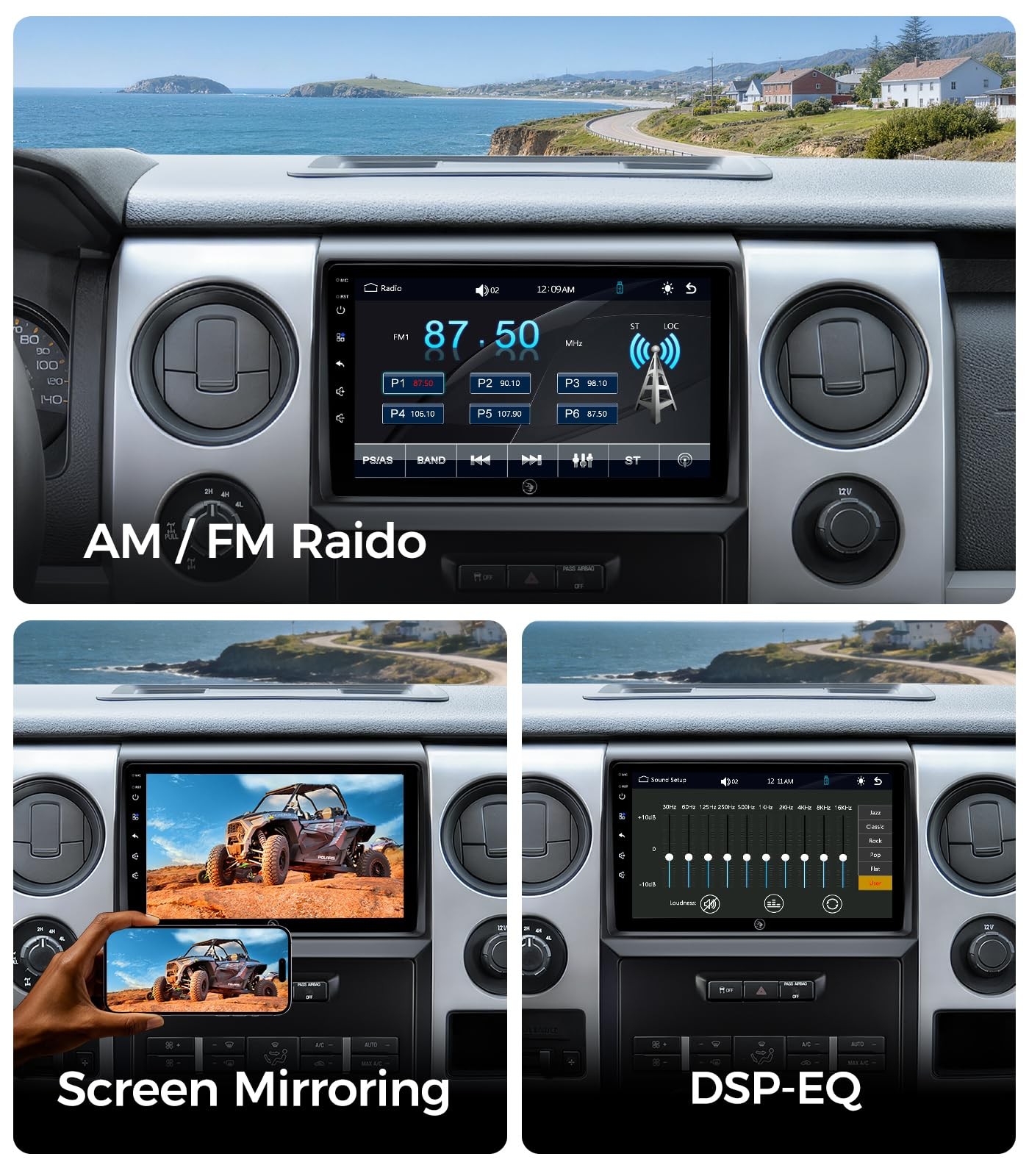 9″ QLED Fast Boot Wireless CarPlay & Android Auto Stereo for 2009-2012 Ford F150