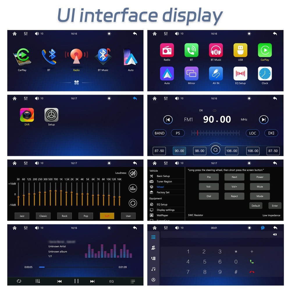 Single Din Car Stereo Wireless Apple CarPlay 6.8 touchscreen Bluetooth Radio USB