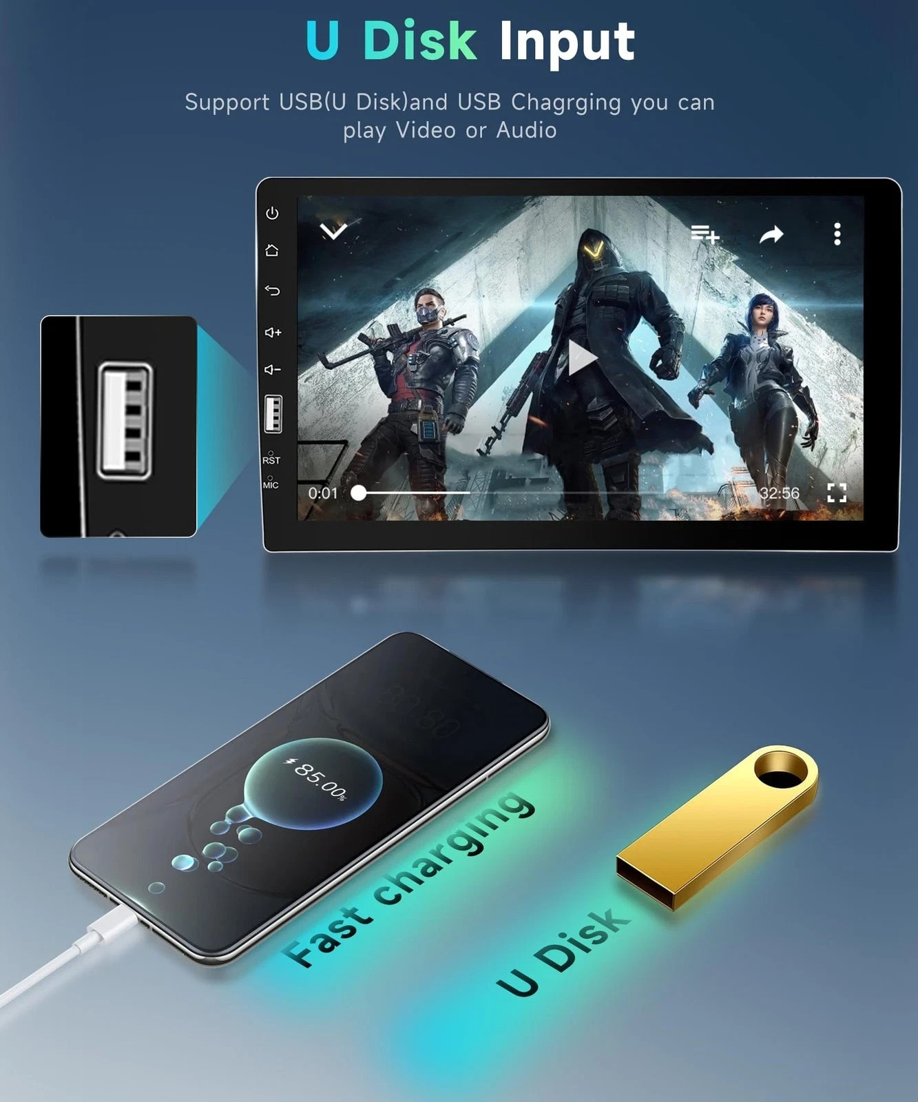 Radio Estereo De Pantalla Para Coche Carro GPS WiFi Tactil Single Din Bluetooth