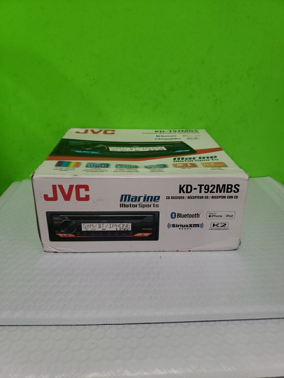 JVC KD-T92MBS 1-DIN AM/FM/CD Marine Car Audio Receiver w/Bluetooth, USB Open Box