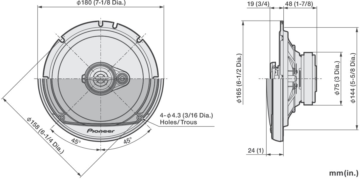 A-Series Standard TS-A1671F, 3-Way Coaxial Car Audio Speakers, Full Range, Clear