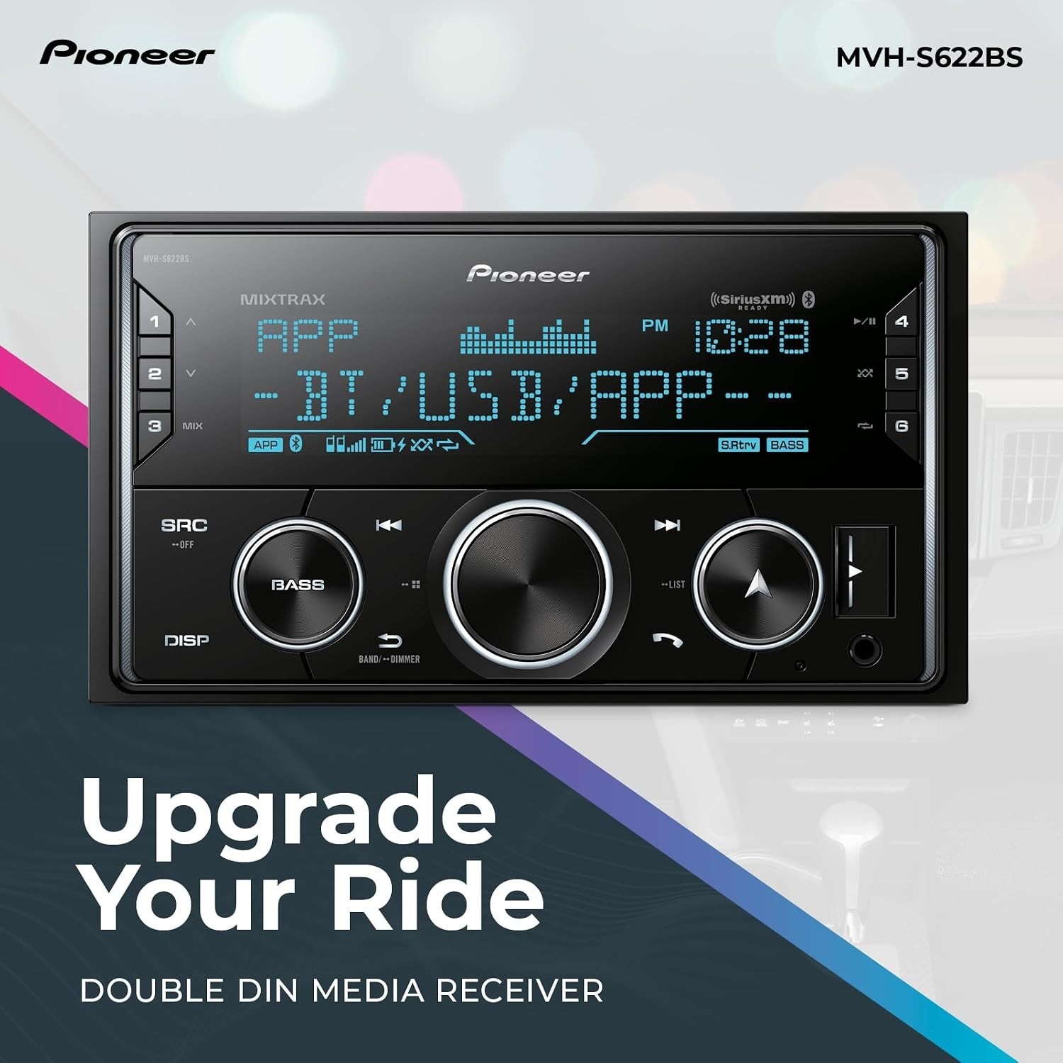Double Din Car Stereo Bluetooth USB | Digital Media Receiver, SiriusXM, 50W x 4