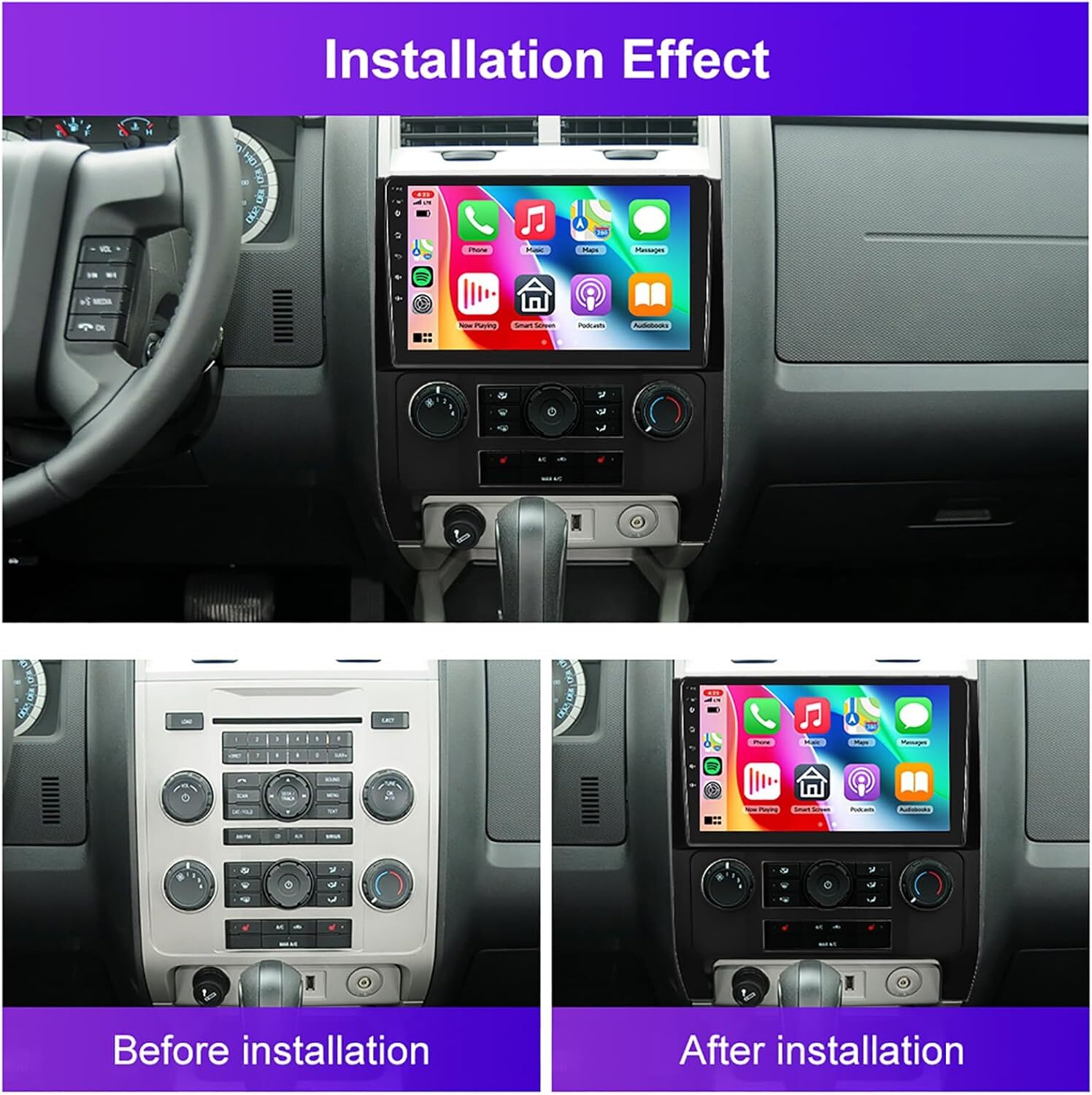 Android 13 Wireless Carplay Car Radio Stereo GPS Navi For Ford Escape 2008-2012