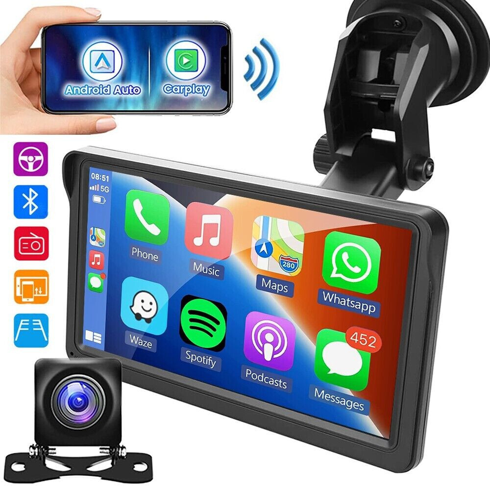 Universal 7″ Touch Screen Car Radio Apple CarPlay Android Auto Portable Stereo
