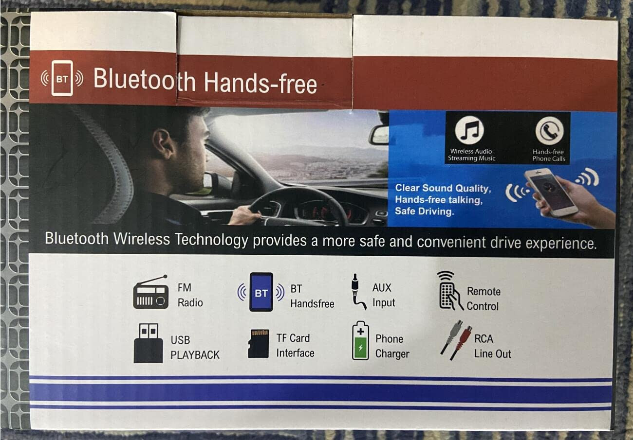 Bluetooth Handsfree FM DUAL USB TF AUX MP3 1-DIN Car Stereo Player Quick Charge