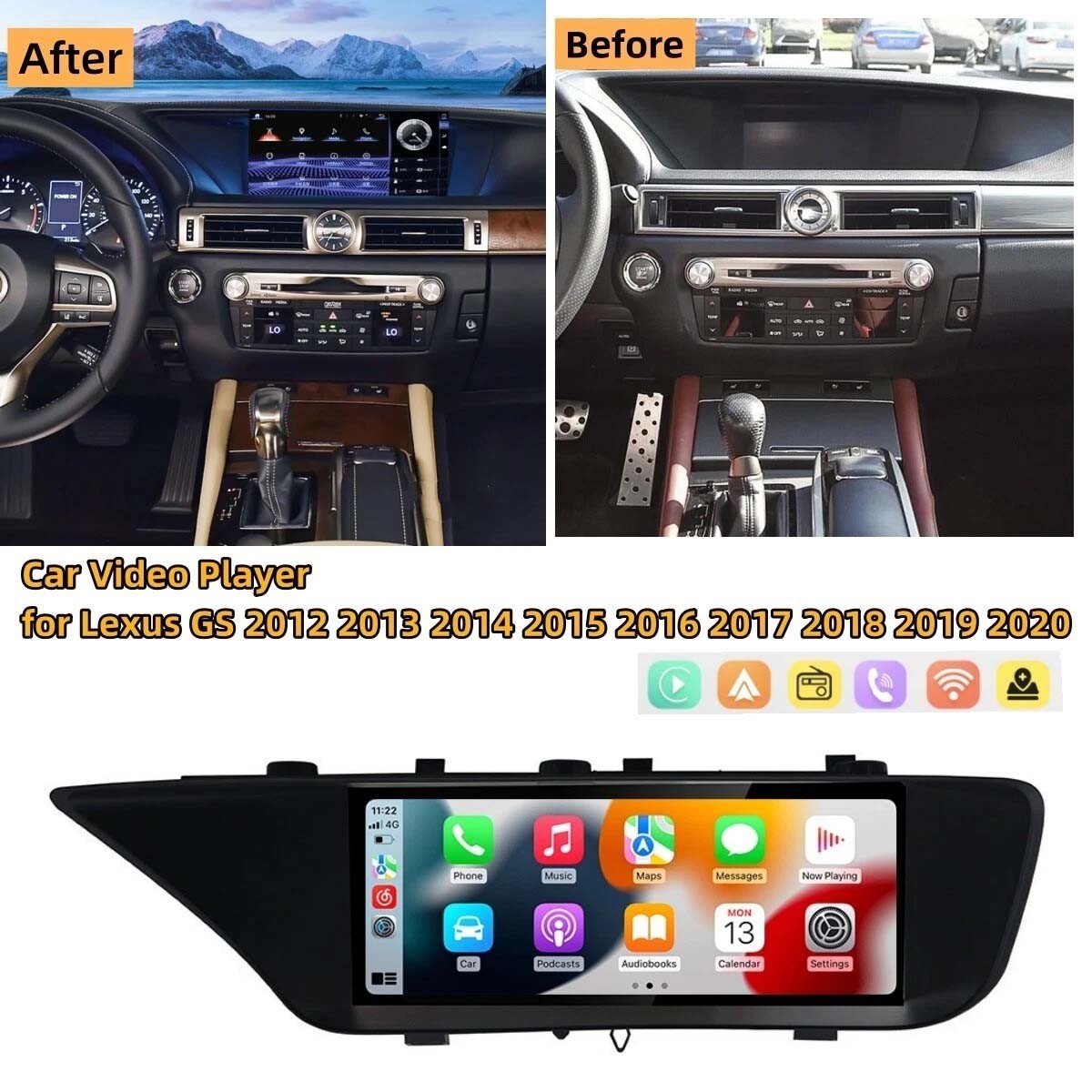 12.3″ For Lexus GS 2012-2020 Android 13 CarPlay Radio GPS 8+128GB Stereo
