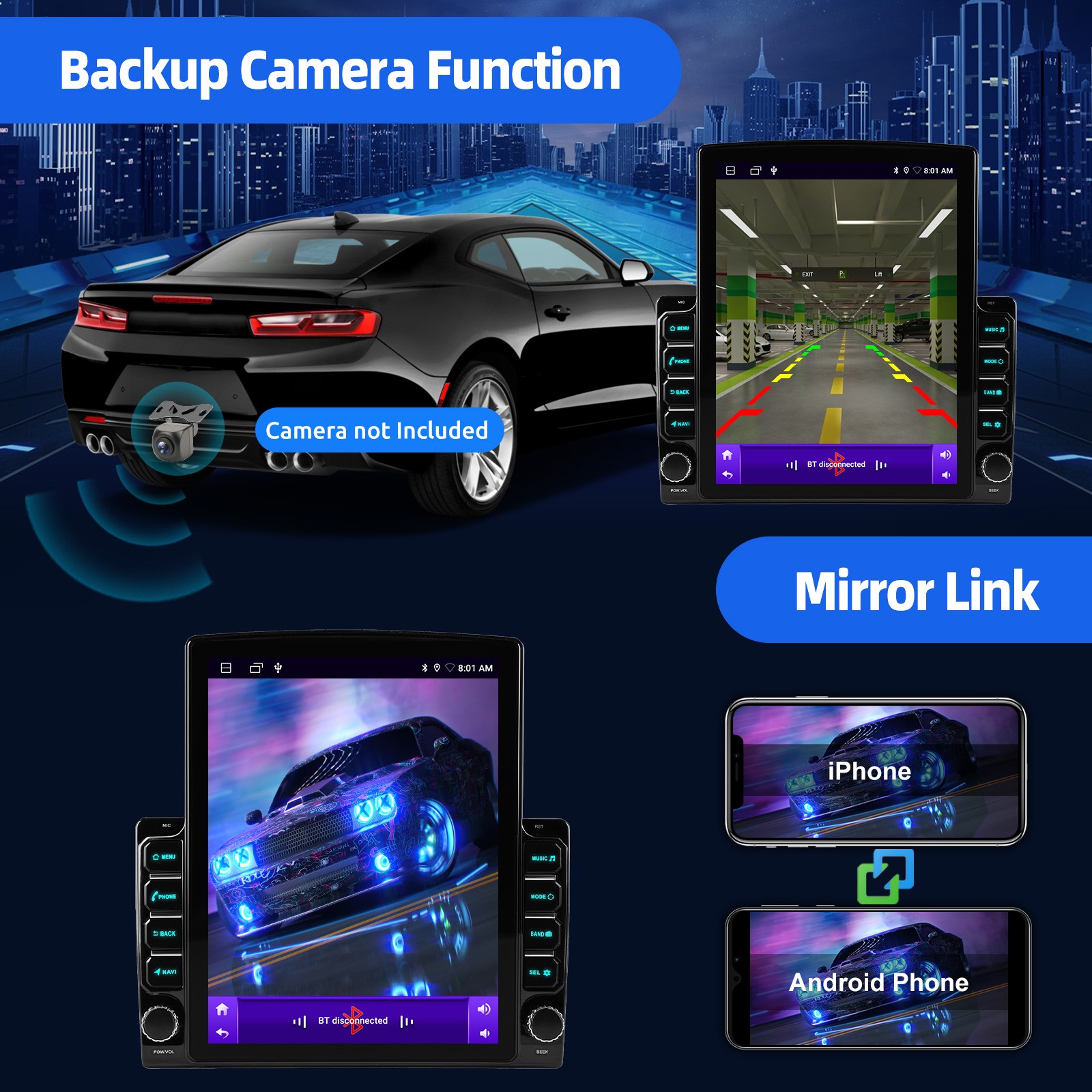 9.7″ Wireless Carplay Radio GPS Navi Car Double 2 Din HD Stereo Player Wifi Kit