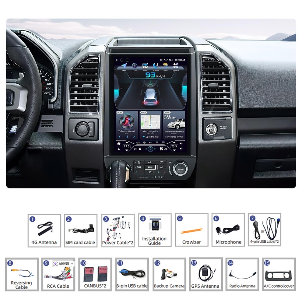8Core 4+32G Android13 Car Stereo Radio CarPlay GPS Navi For 2015-2020 Ford F150