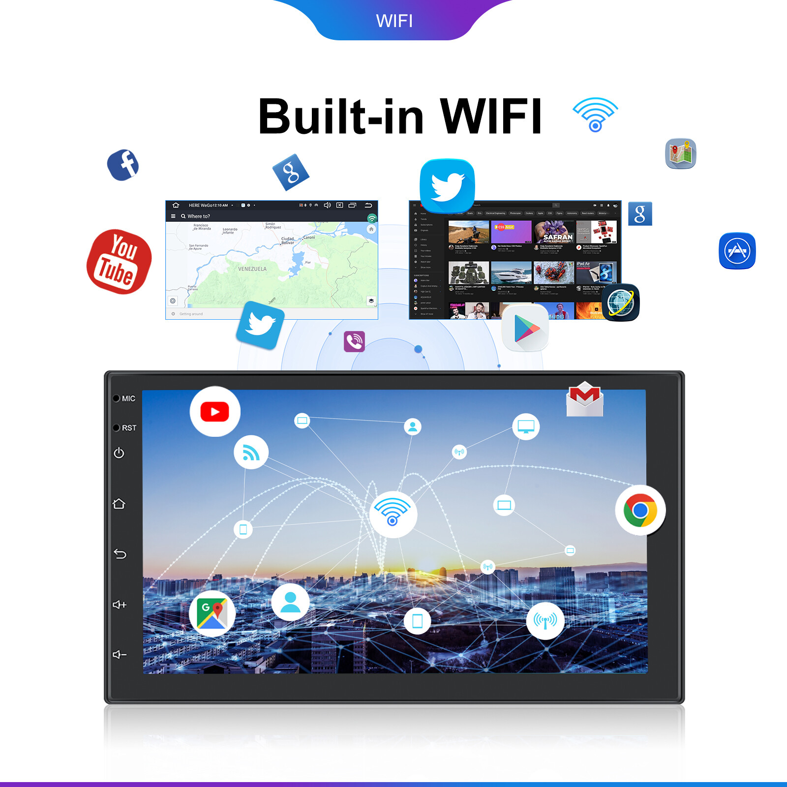 7″ Android 13 Carplay Double 2 Din Car Stereo Radio 4G+64G 8 Core GPS DSP Camera