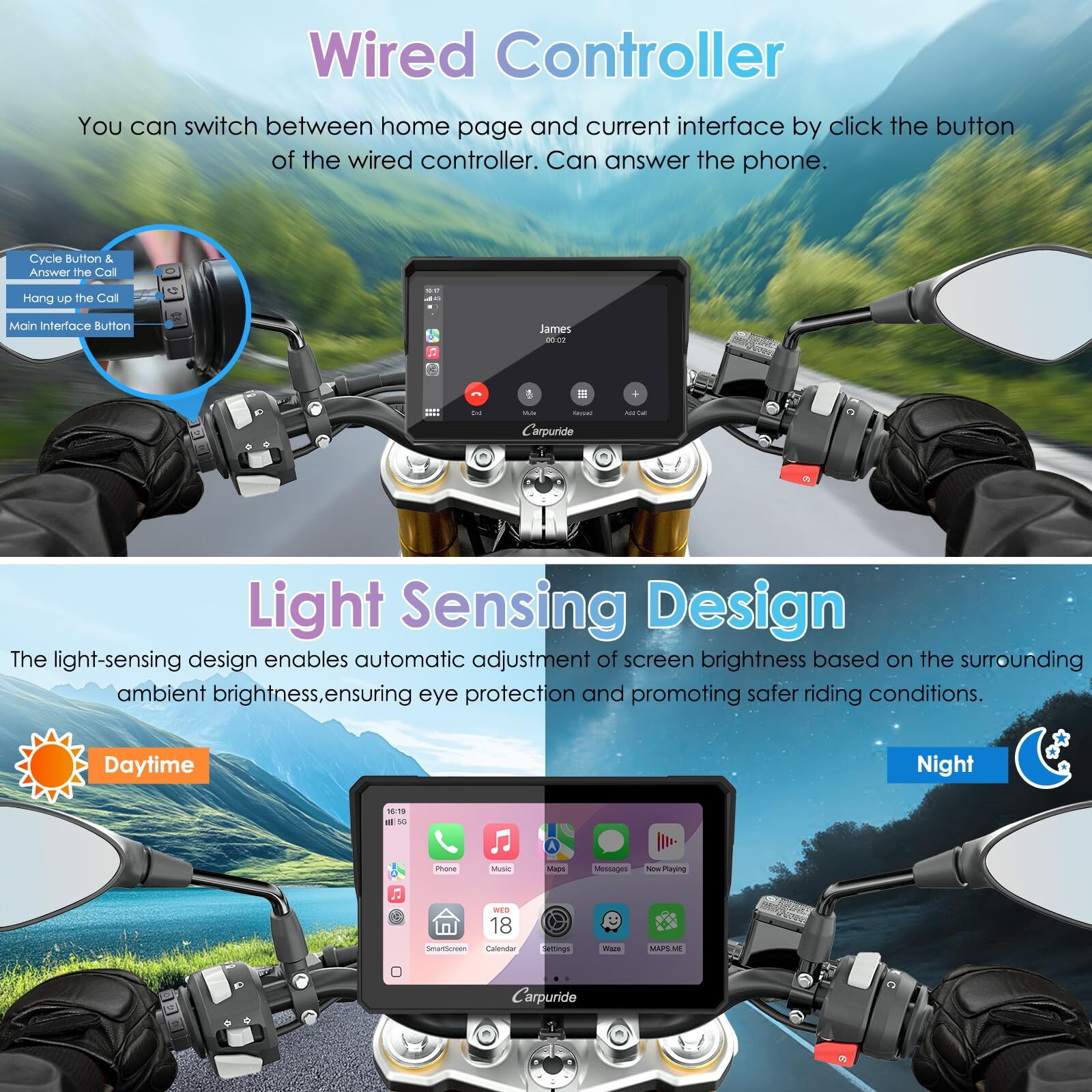 Carpuride W702S Moto Carplay Screen BMW BM05 Mount Android Auto Wired Controller