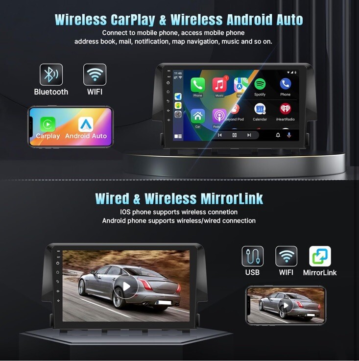 Android 12 Car Stereo Radio for Honda Civic 2016 2017 2018 2019 2020 w/CarPlay