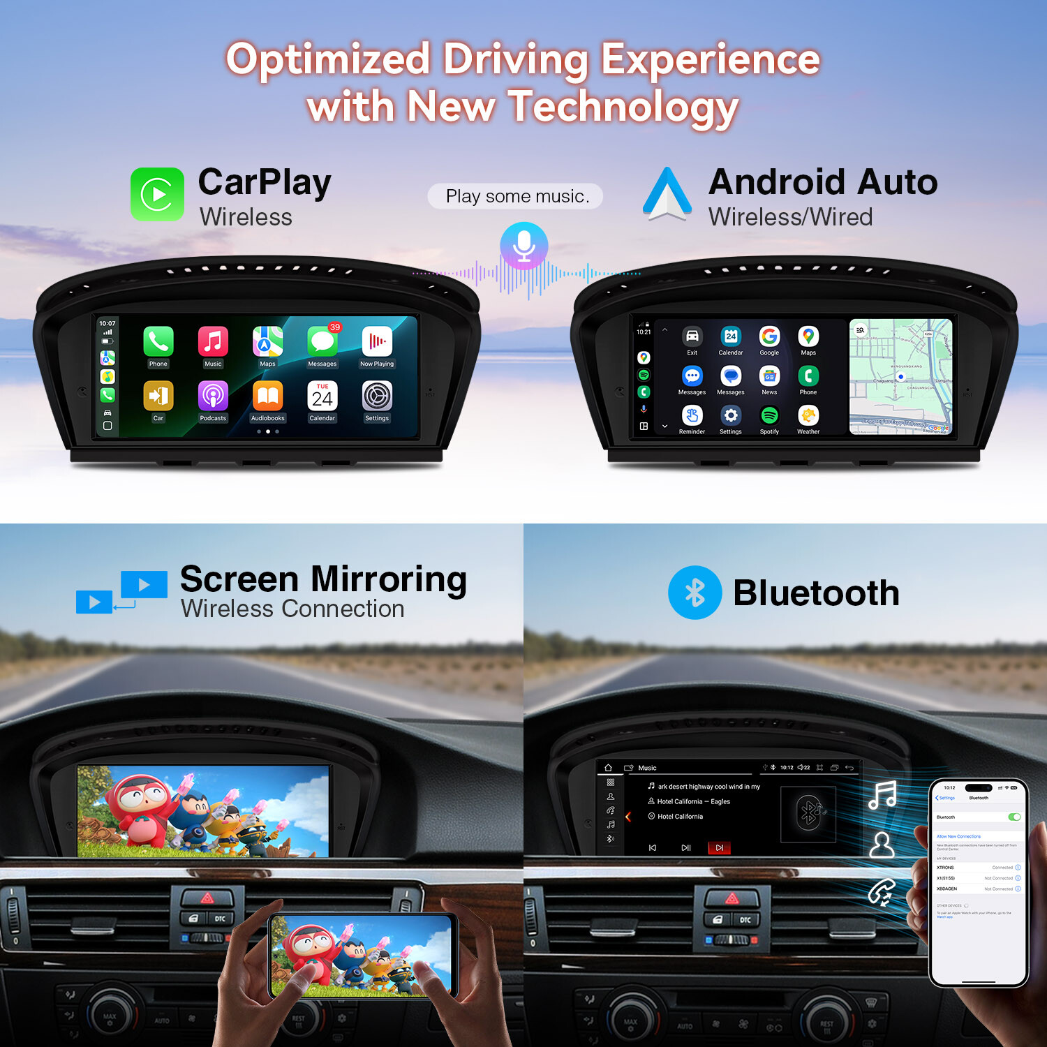 For BMW 3/5 E60 E90 E91 E92 E93 CIC 8.8″ Android 14 Car Stereo GPS 2+32G 8-Core
