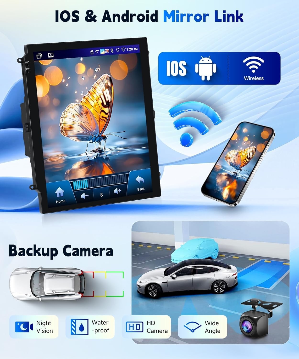 9.7″ Touchscreen Wireless Carplay Android Auto Stereo for 2012-2018 Ford Focus