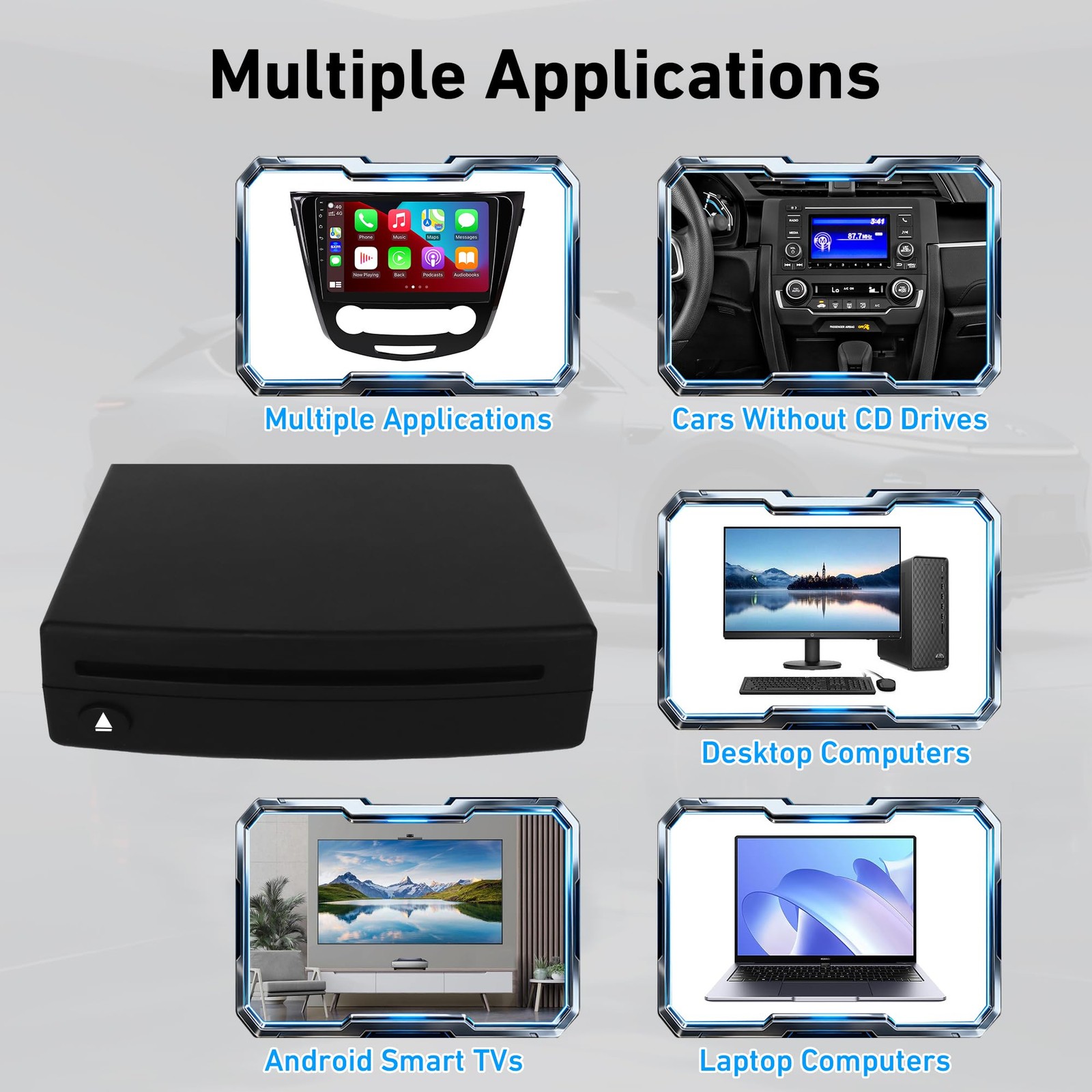 Vehicle CD Player, Cidava OE Integrated Player via USB Radio Black
